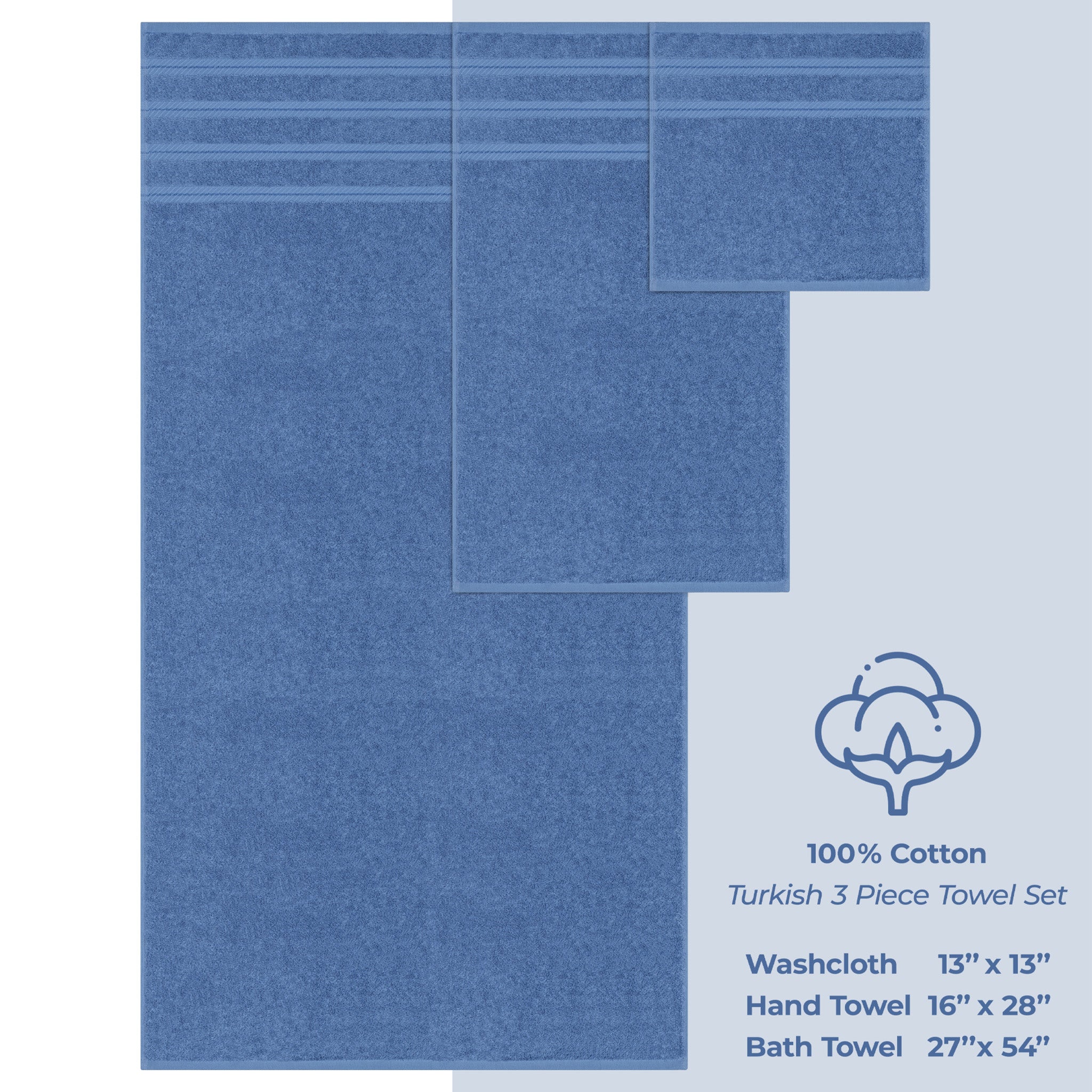 American Soft Linen - 3 Piece Turkish Cotton Towel Set -electric-blue-4