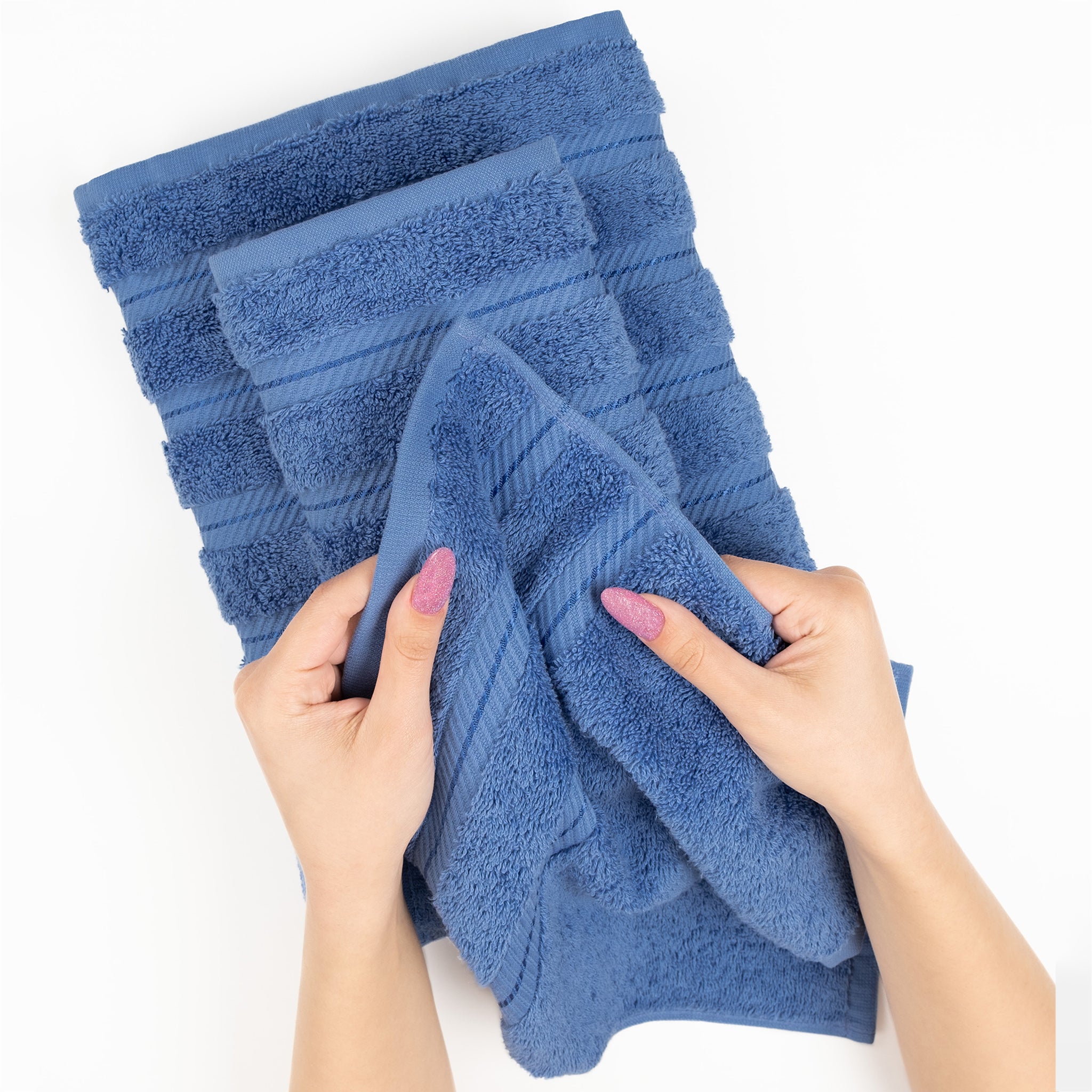 American Soft Linen - 3 Piece Turkish Cotton Towel Set -electric-blue-5