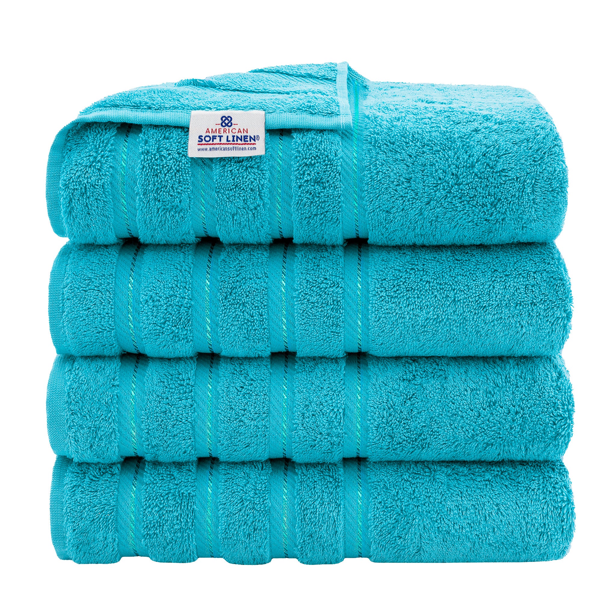 American Soft Linen 100% Turkish Cotton 4 Pack Bath Towel Set aqua-1