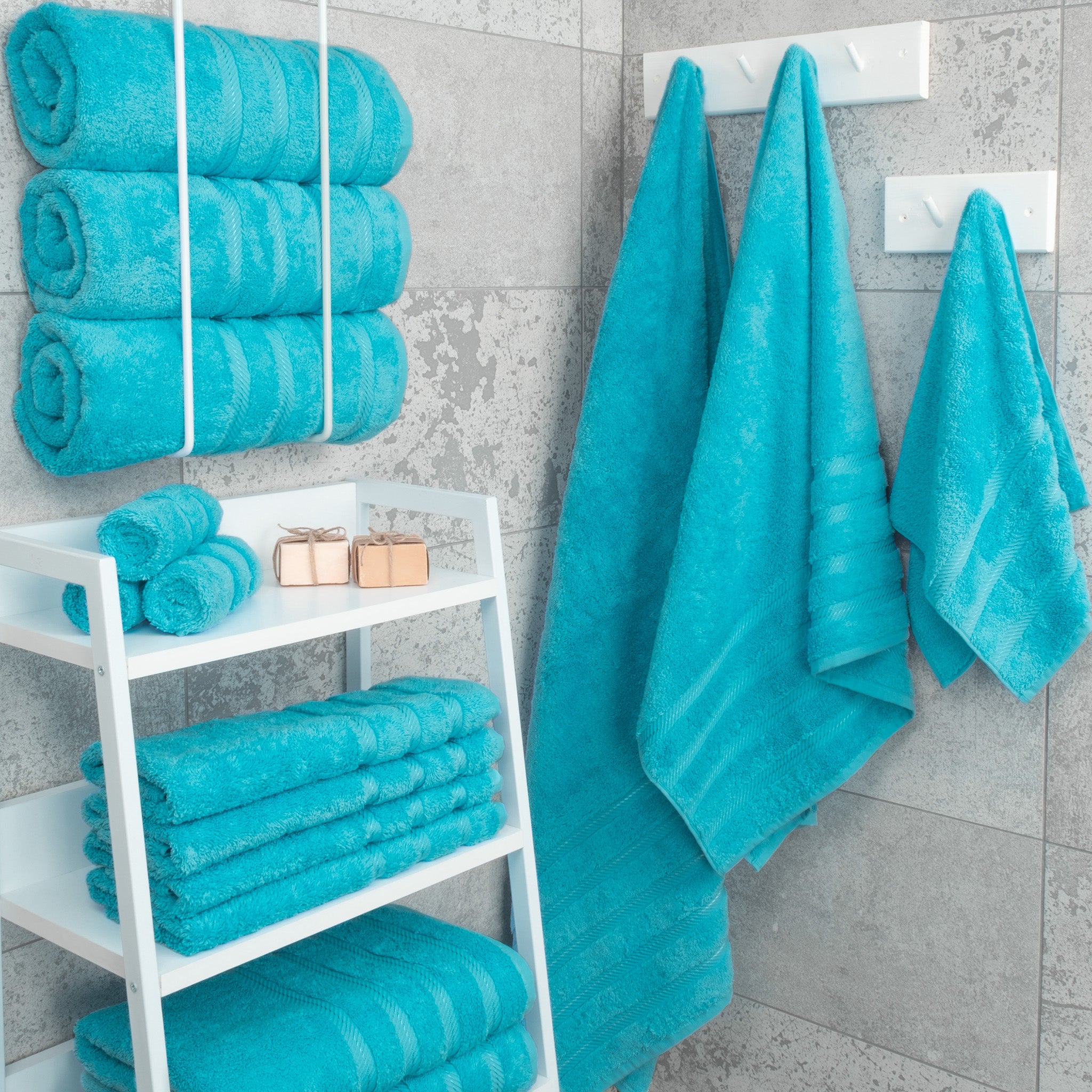 American Soft Linen 100% Turkish Cotton 4 Pack Bath Towel Set aqua-2