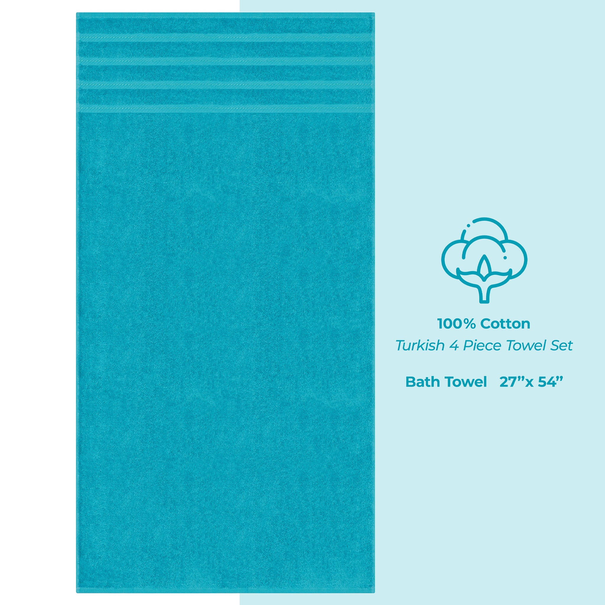 American Soft Linen 100% Turkish Cotton 4 Pack Bath Towel Set aqua-4