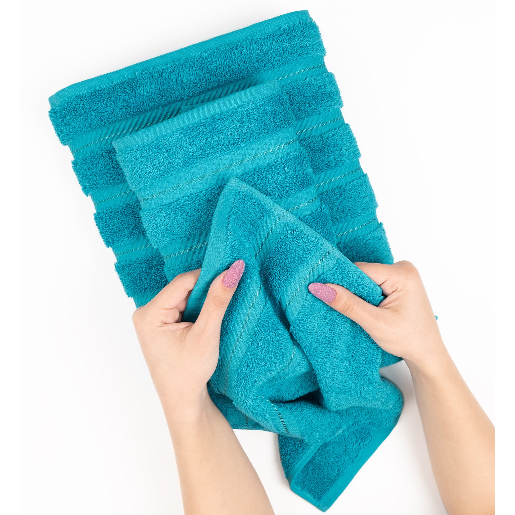 American Soft Linen 100% Turkish Cotton 4 Pack Bath Towel Set aqua-5