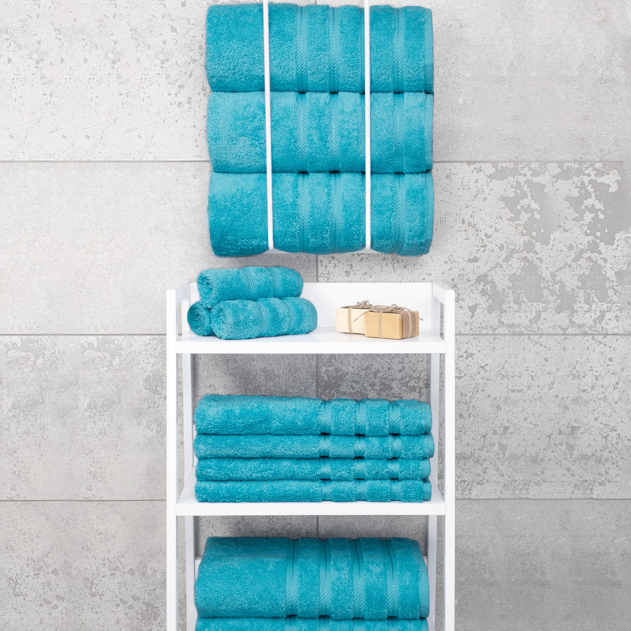 American Soft Linen 100% Turkish Cotton 4 Pack Bath Towel Set aqua-7