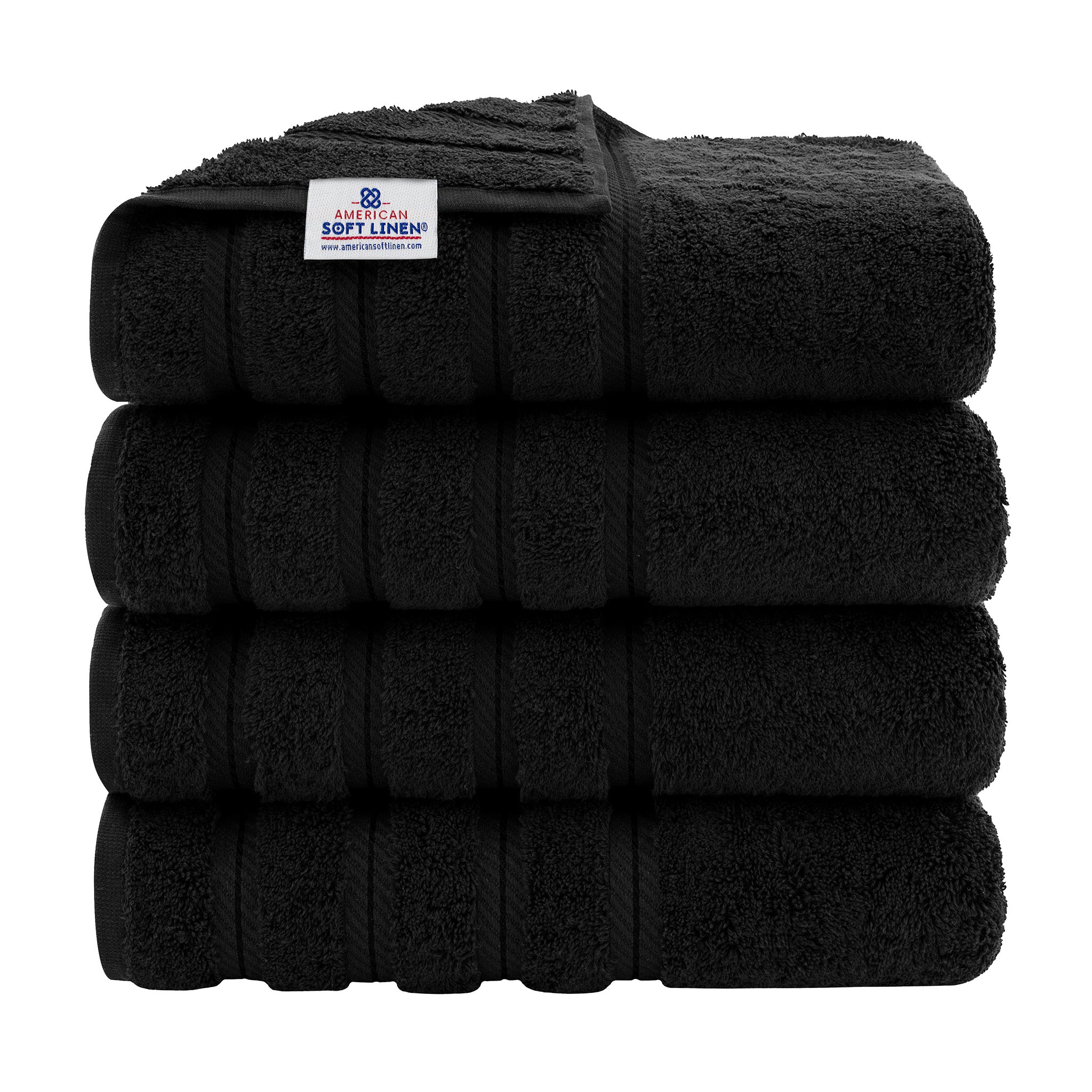 American Soft Linen 100% Turkish Cotton 4 Pack Bath Towel Set black-1