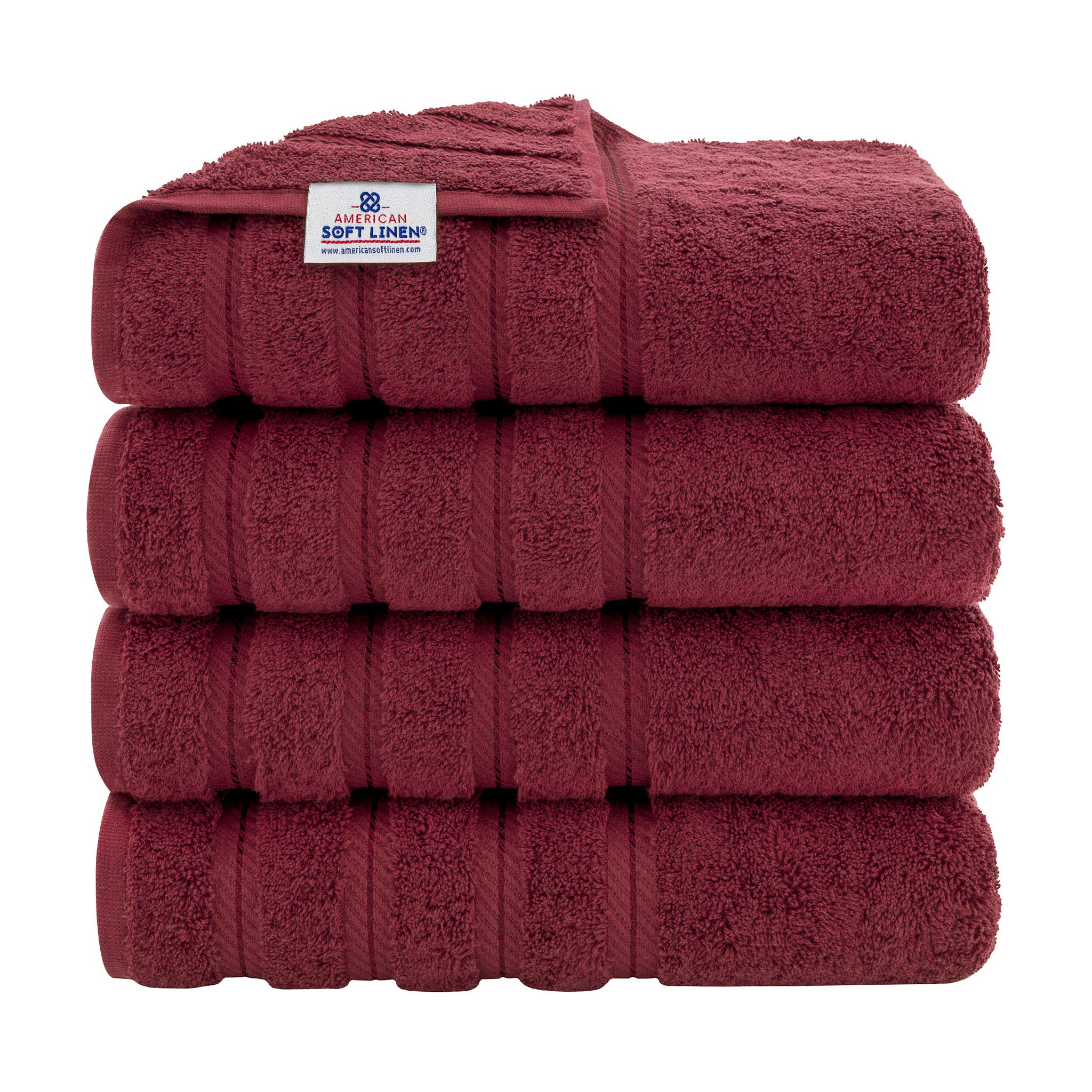 American Soft Linen 100% Turkish Cotton 4 Pack Bath Towel Set bordeaux-red-1