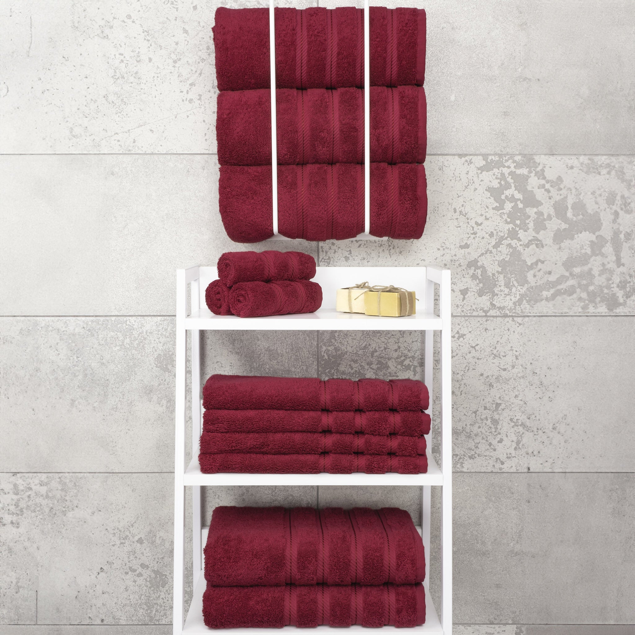 American Soft Linen 100% Turkish Cotton 4 Pack Bath Towel Set bordeaux-red-7