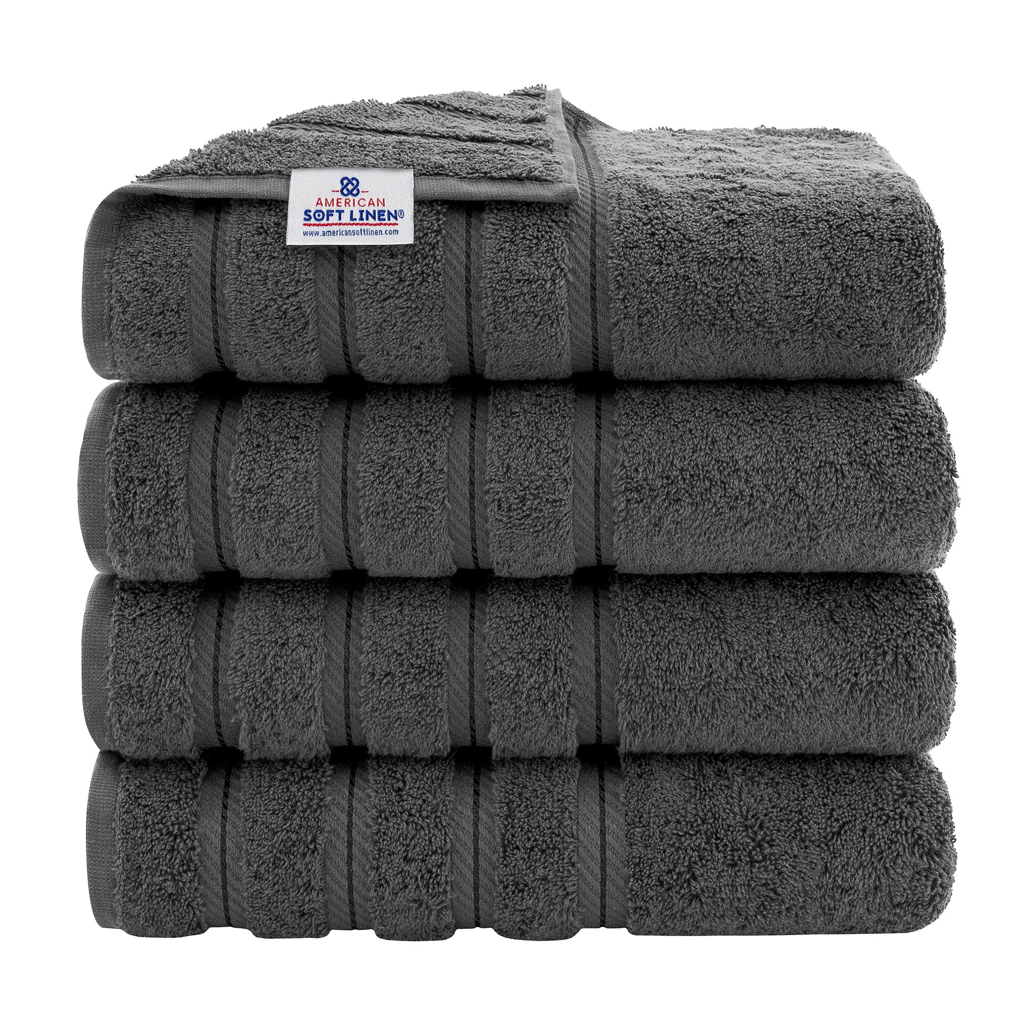 4 Pack Bath Towel Set, 100% Turkish Cotton Bath Towels for Bathroom, Super Soft, Extra Large Bath Towels Gray