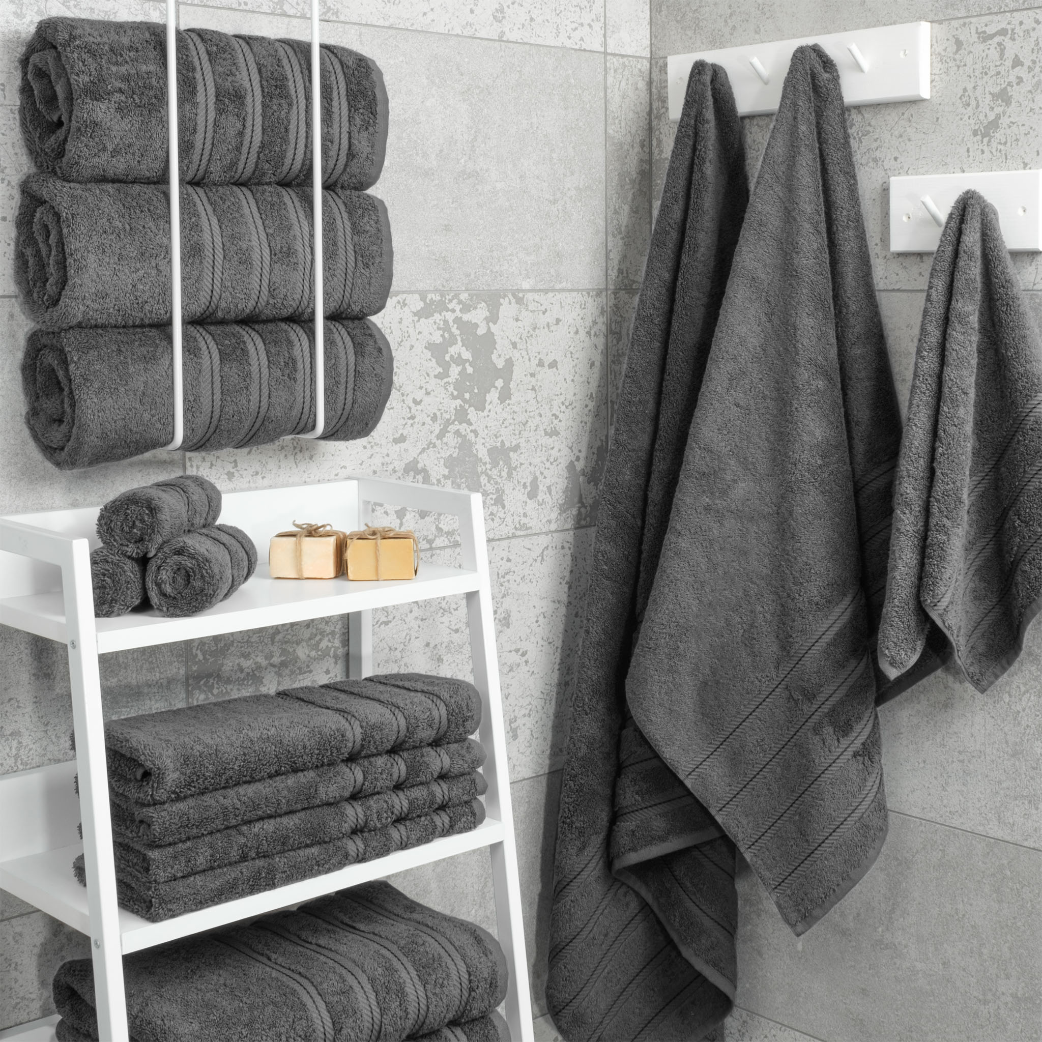 American Soft Linen 100% Turkish Cotton 4 Pack Bath Towel Set gray-2