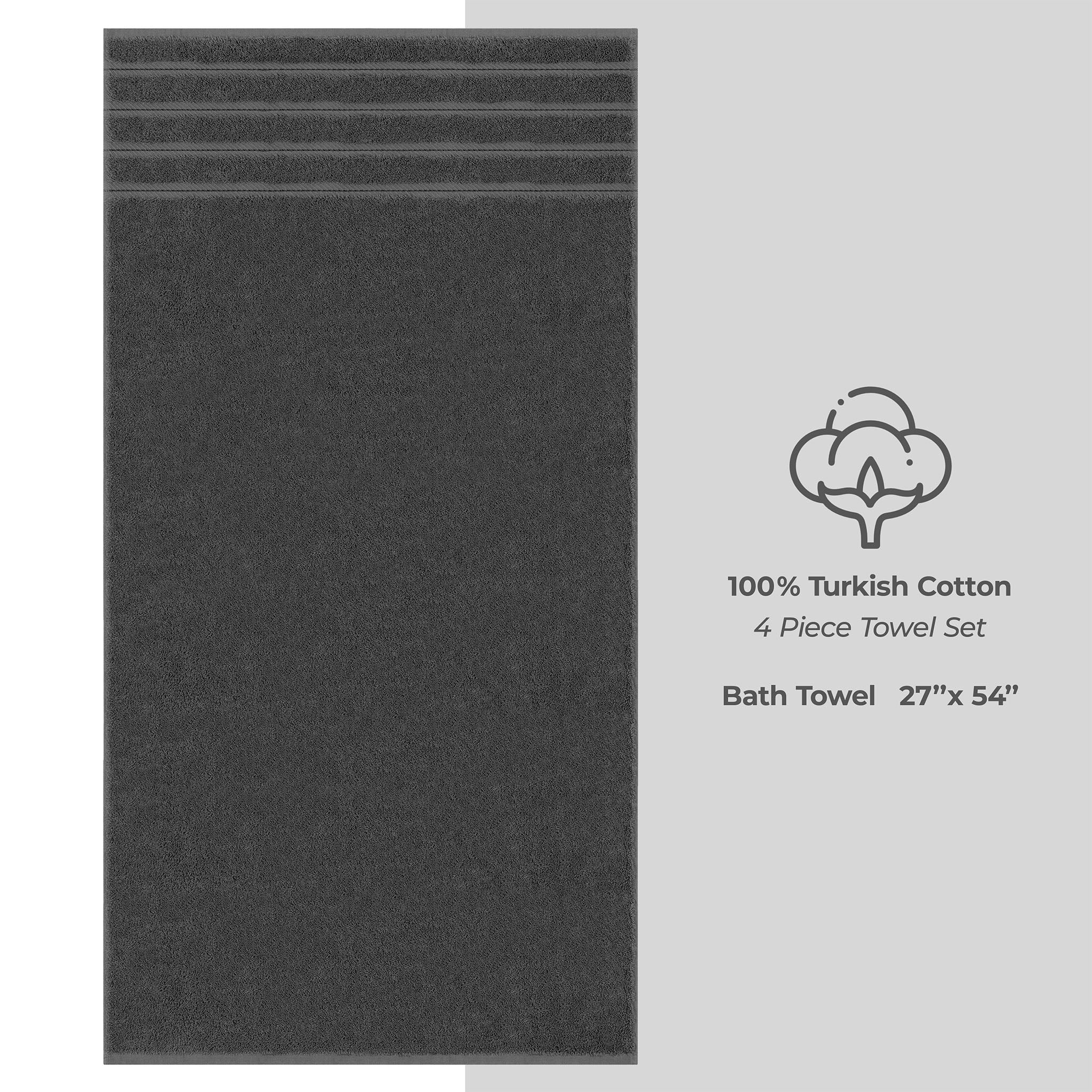American Soft Linen 100% Turkish Cotton 4 Pack Bath Towel Set gray-4