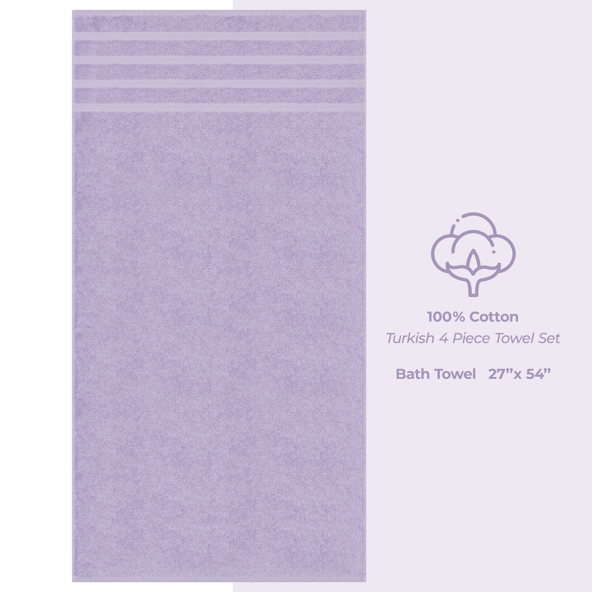 American Soft Linen 100% Turkish Cotton 4 Pack Bath Towel Set lilac-4