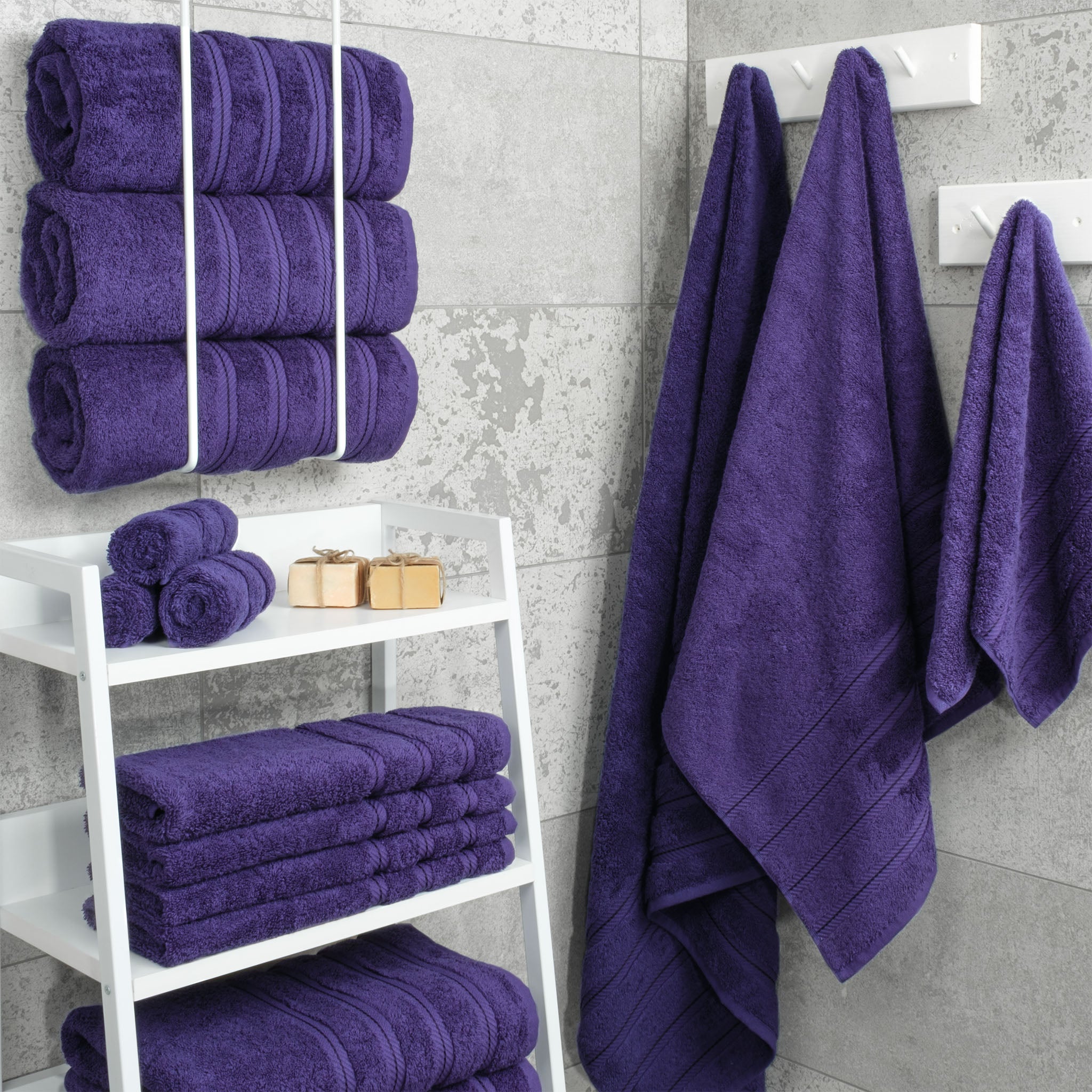 American Soft Linen 100% Turkish Cotton 4 Pack Bath Towel Set purple-2