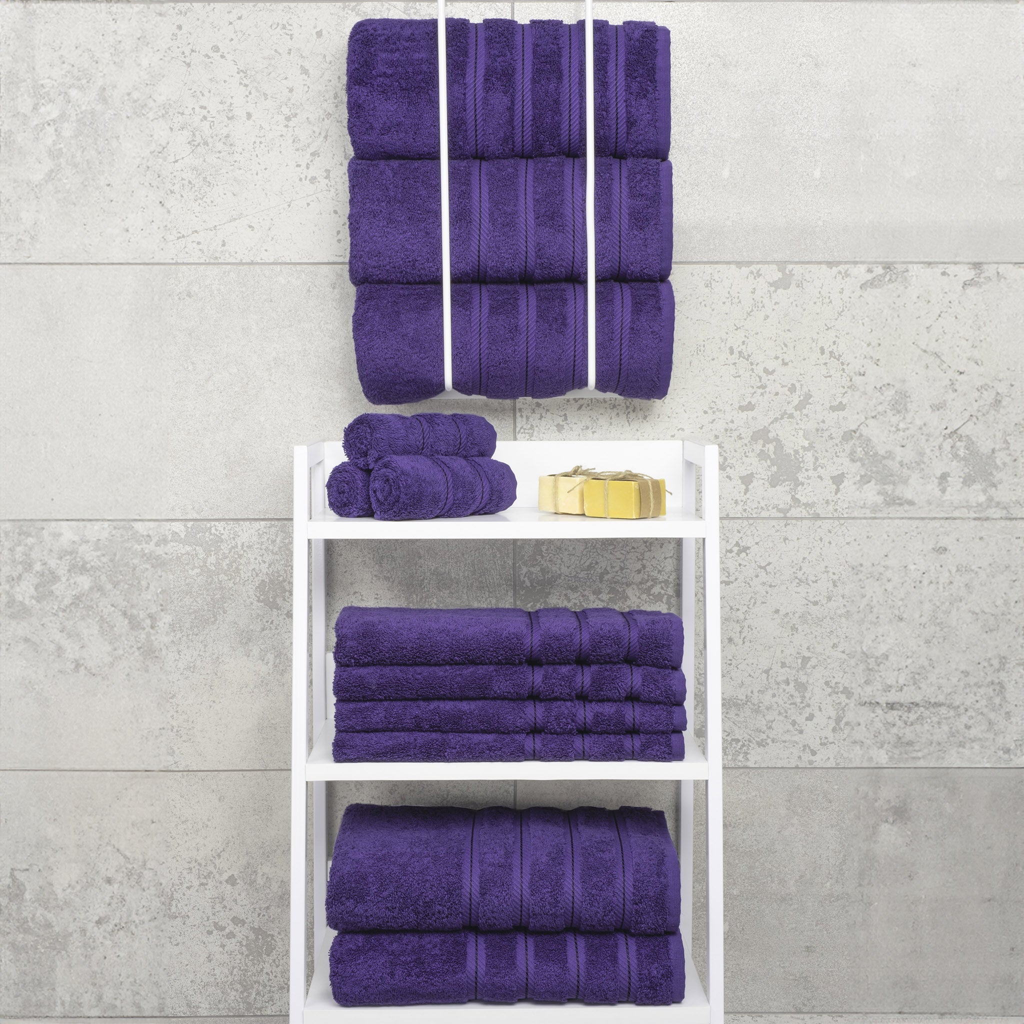 American Soft Linen 100% Turkish Cotton 4 Pack Bath Towel Set purple-7