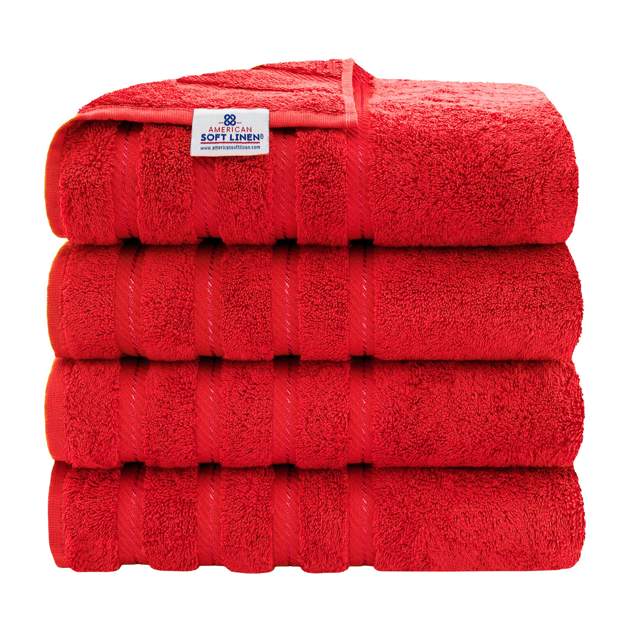 American Soft Linen 100% Turkish Cotton 4 Pack Bath Towel Set red-1