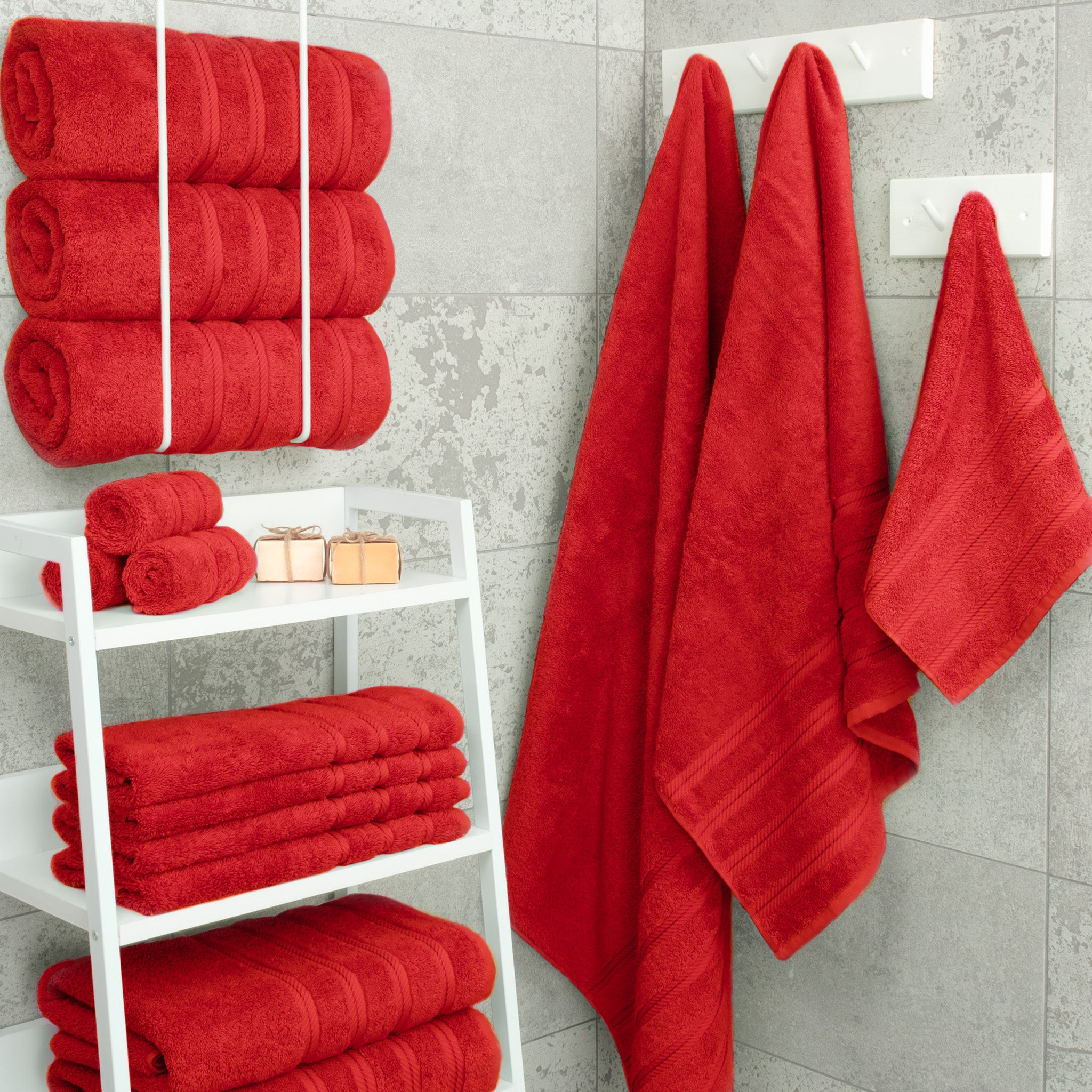 American Soft Linen 100% Turkish Cotton 4 Pack Bath Towel Set red-2