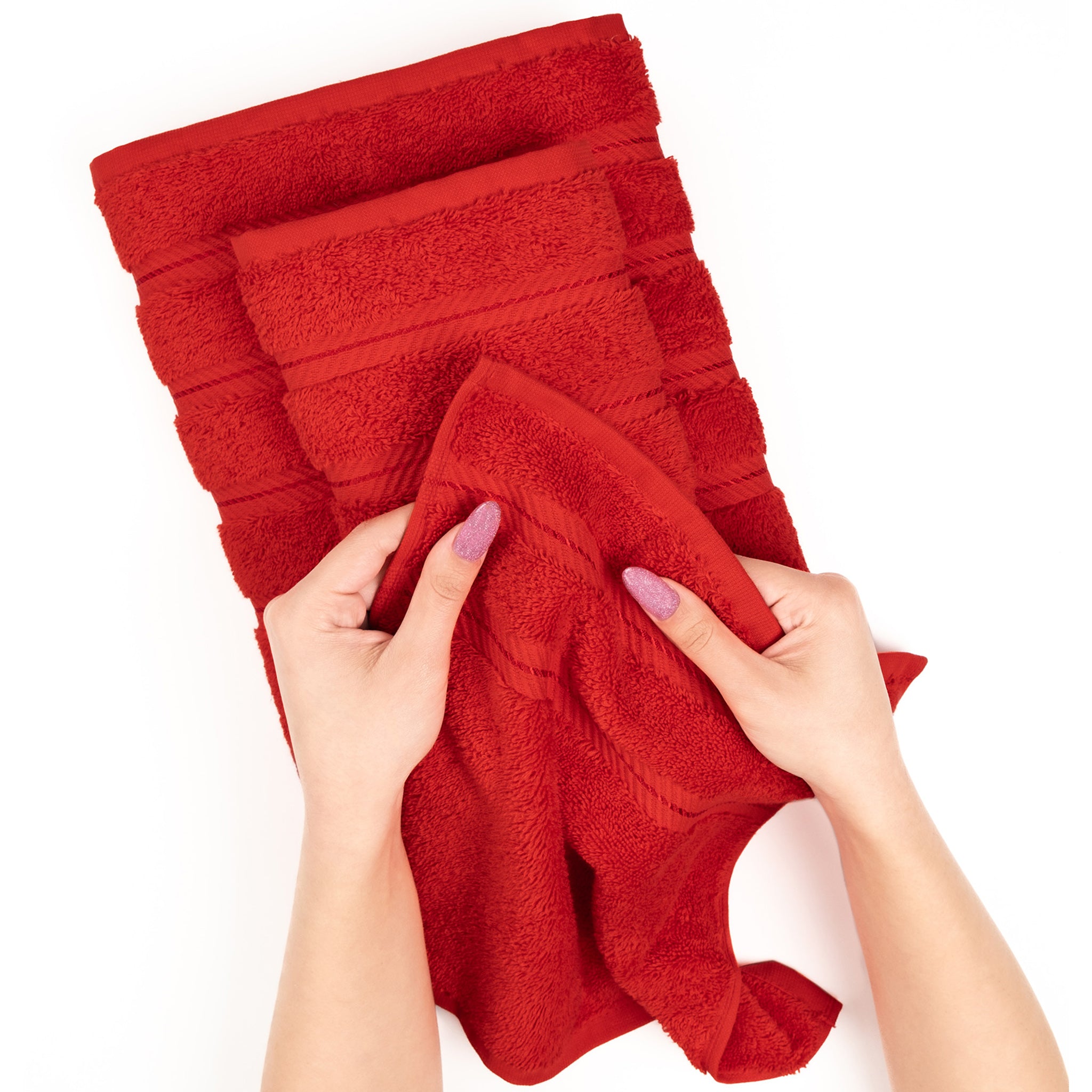 American Soft Linen 100% Turkish Cotton 4 Pack Bath Towel Set red-5