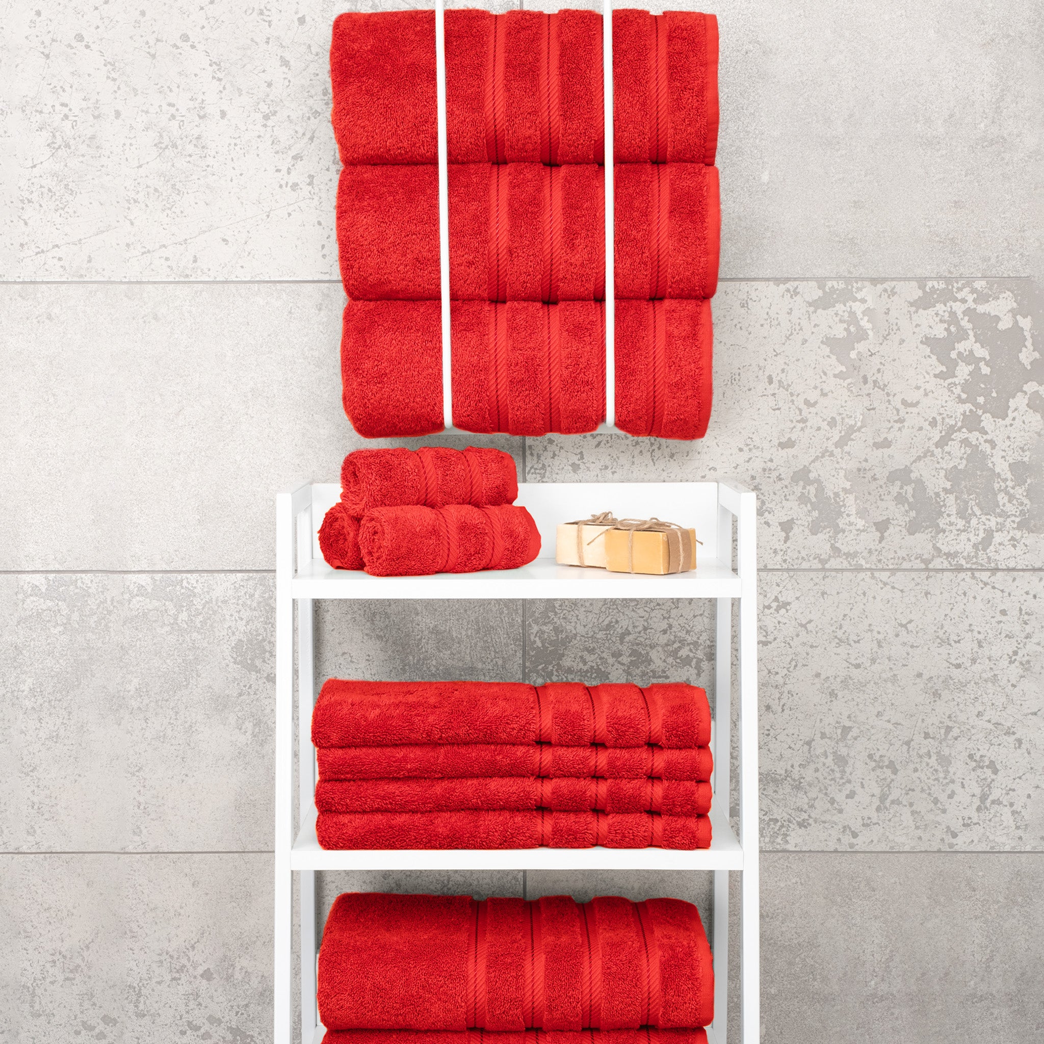 American Soft Linen 100% Turkish Cotton 4 Pack Bath Towel Set red-7
