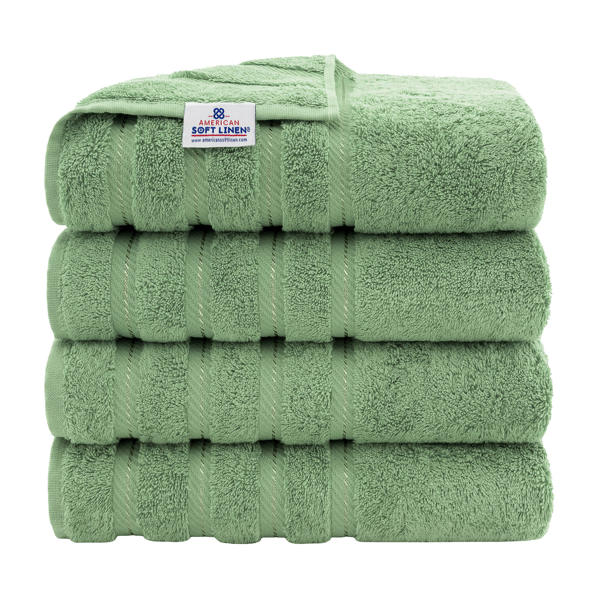 American Soft Linen 100% Turkish Cotton 4 Pack Bath Towel Set sage-green-1