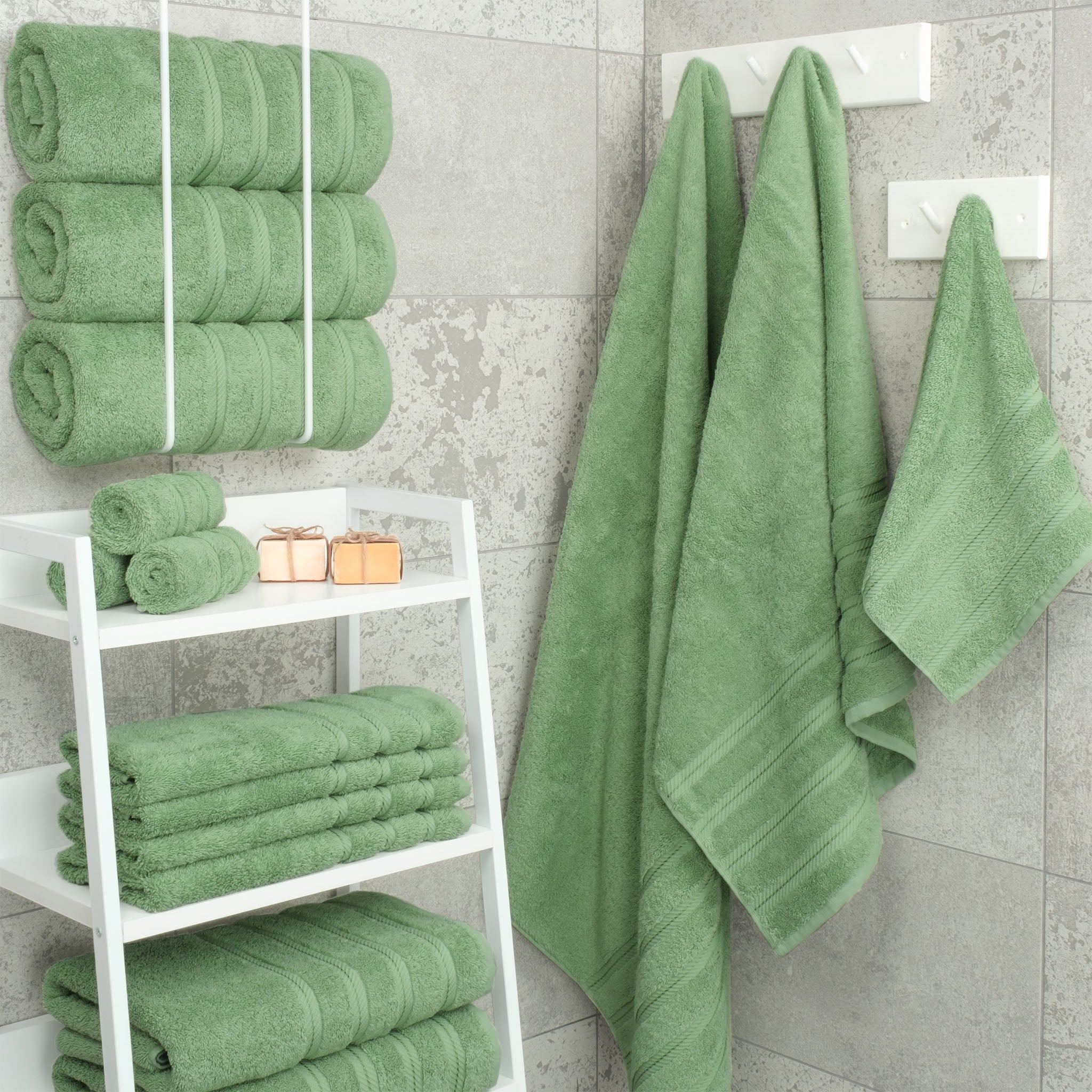 American Soft Linen 100% Turkish Cotton 4 Pack Bath Towel Set sage-green-2