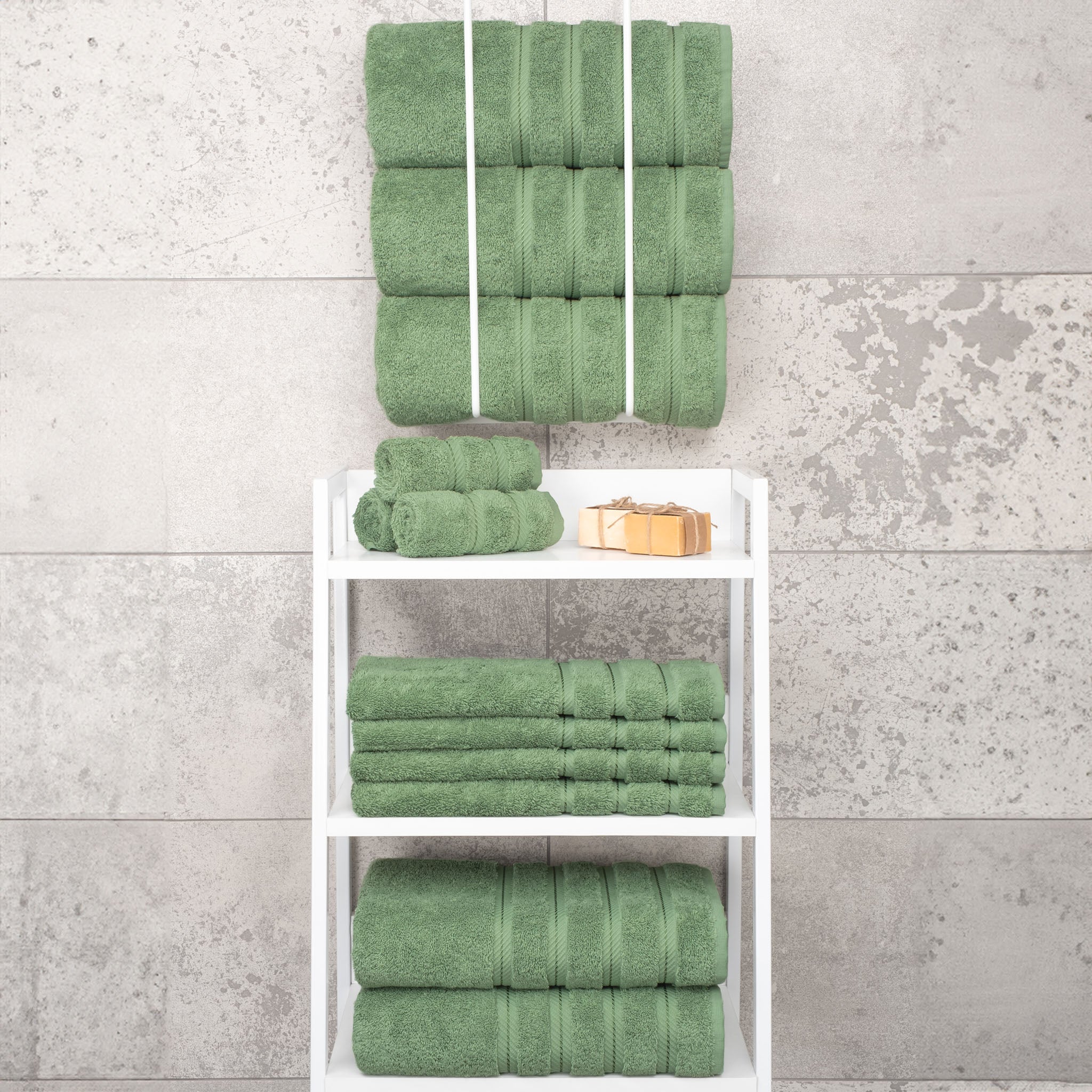 American Soft Linen 100% Turkish Cotton 4 Pack Bath Towel Set sage-green-7