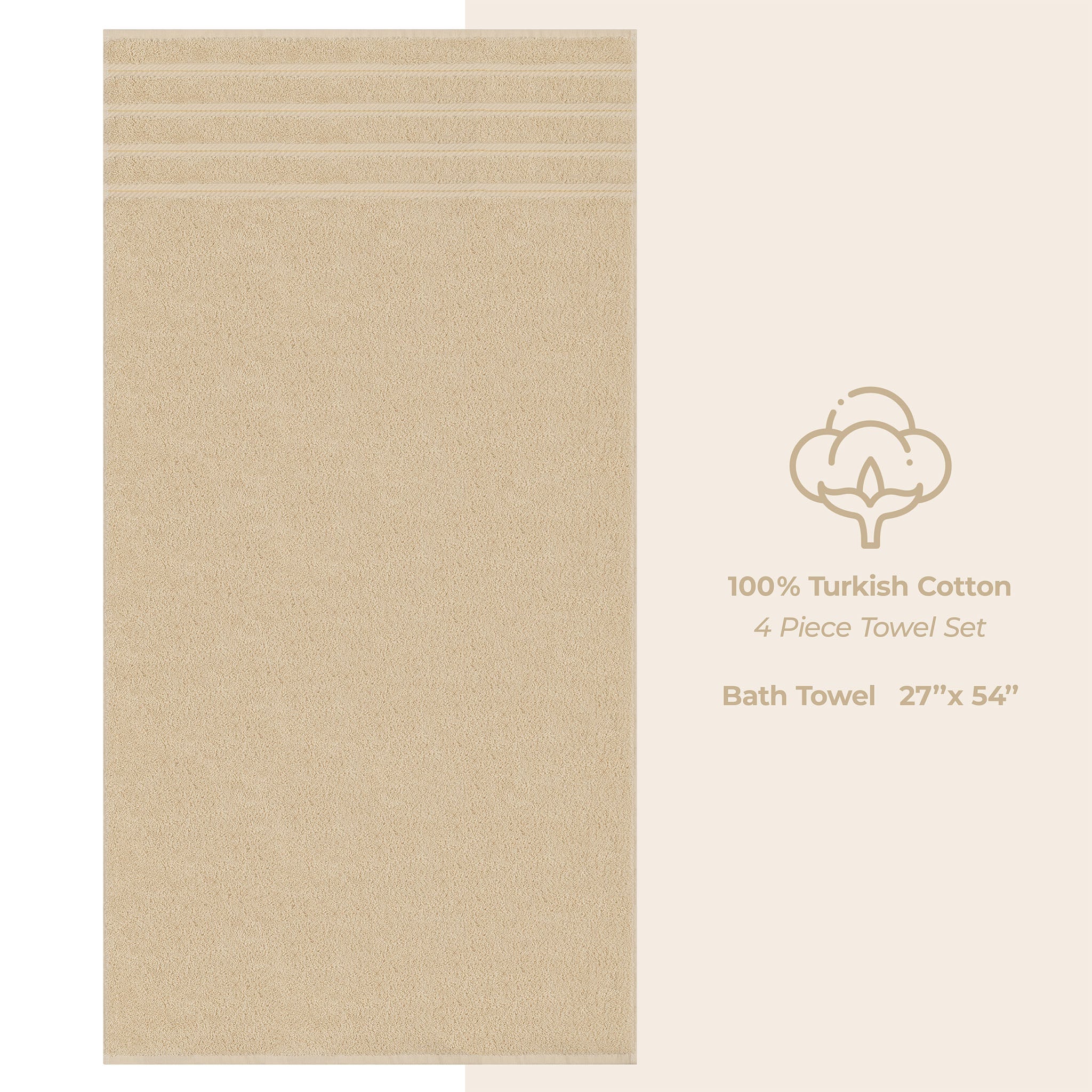 American Soft Linen 100% Turkish Cotton 4 Pack Bath Towel Set sand-taupe-4