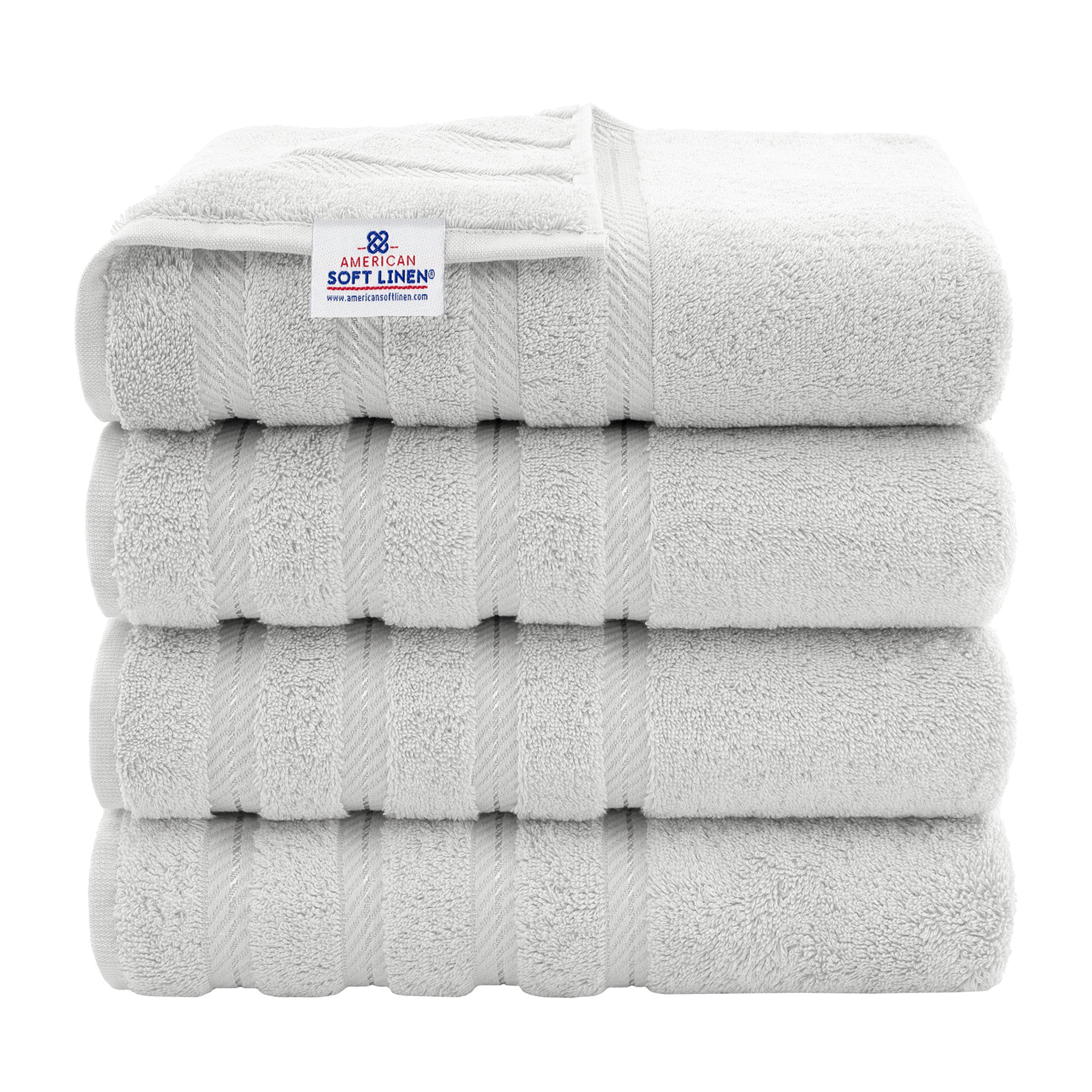American Soft Linen 100% Turkish Cotton 4 Pack Bath Towel Set silver-gray-1