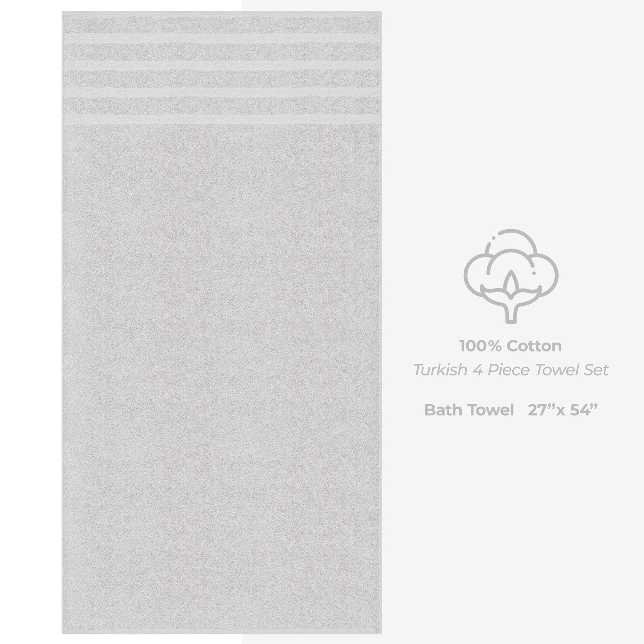American Soft Linen 100% Turkish Cotton 4 Pack Bath Towel Set silver-gray-4