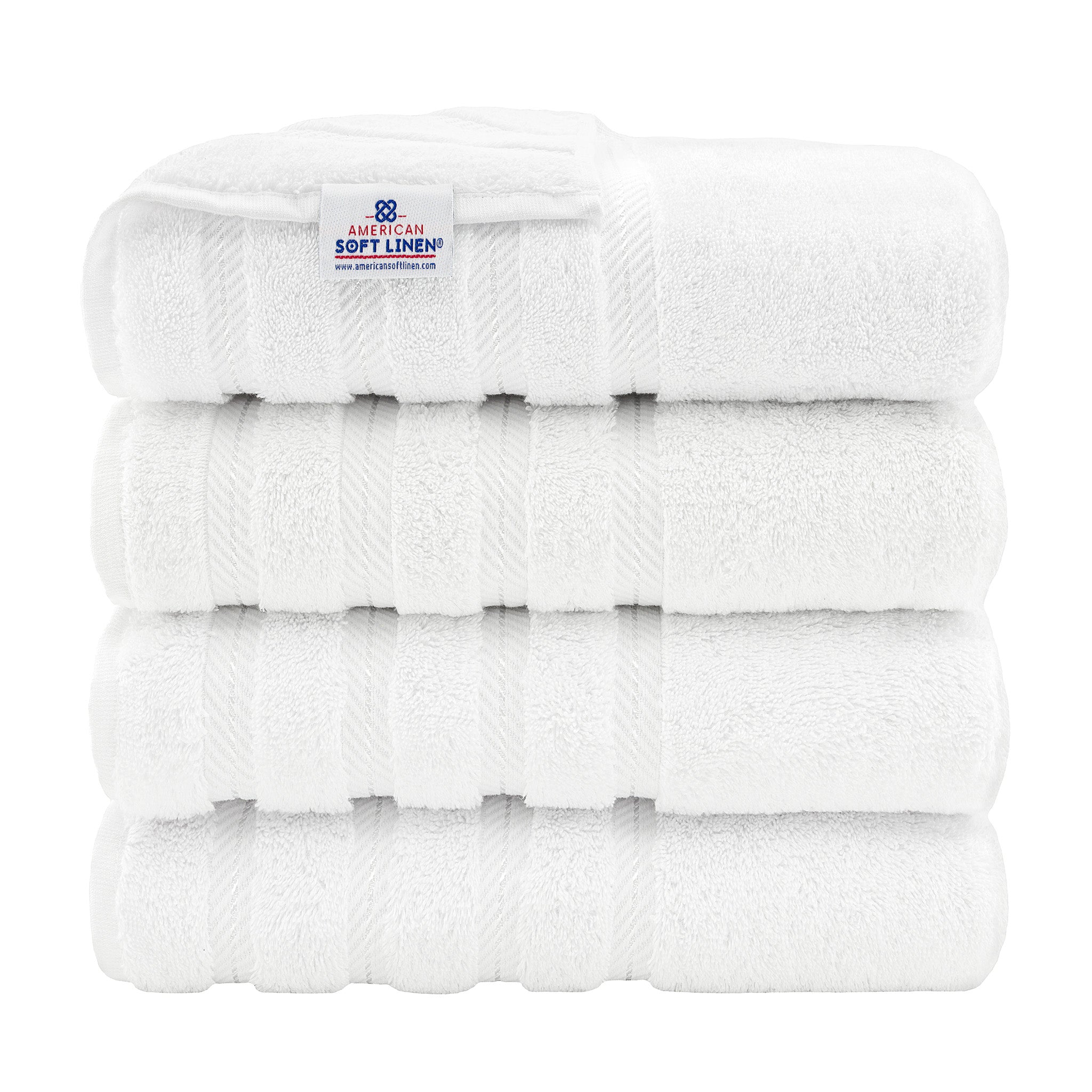 American Soft Linen 100% Turkish Cotton 4 Pack Bath Towel Set white-1