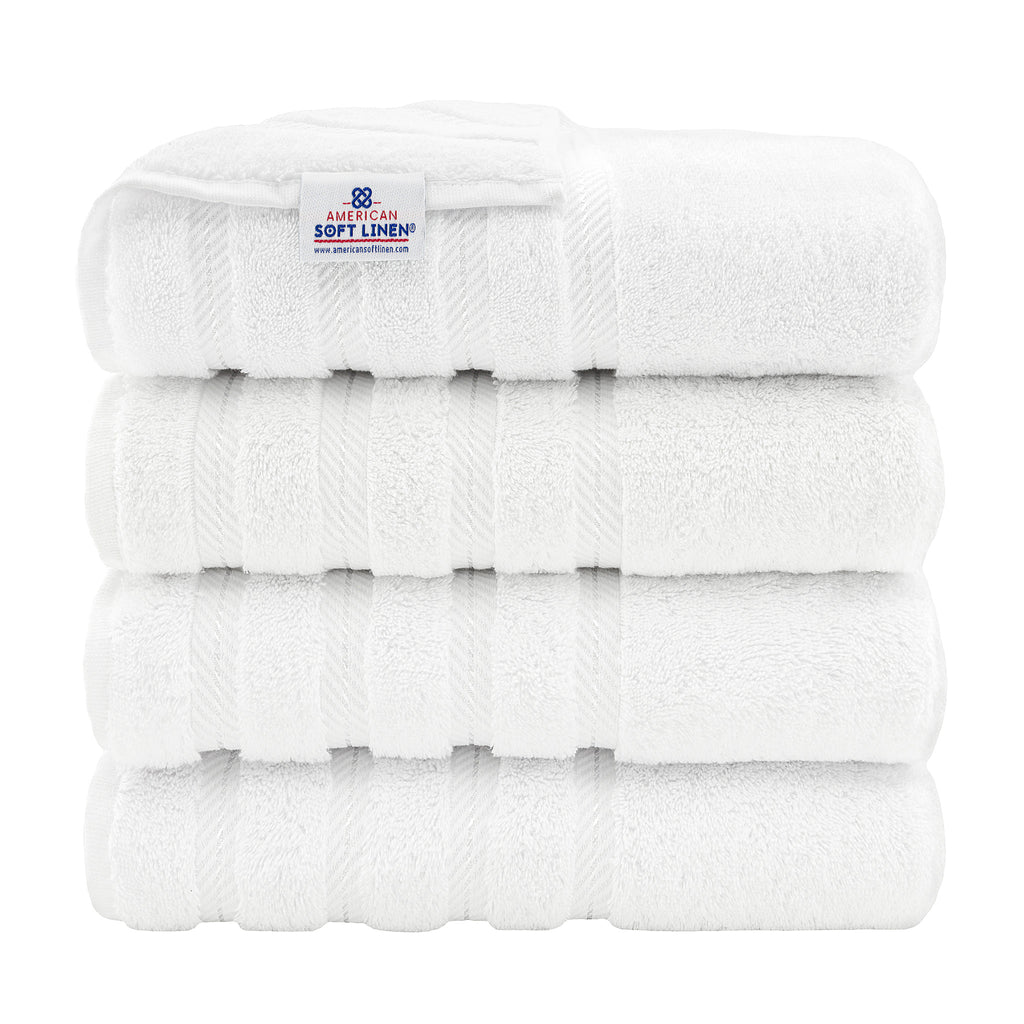 Silk Turkish Cotton Bath Towels - 4 Pieces