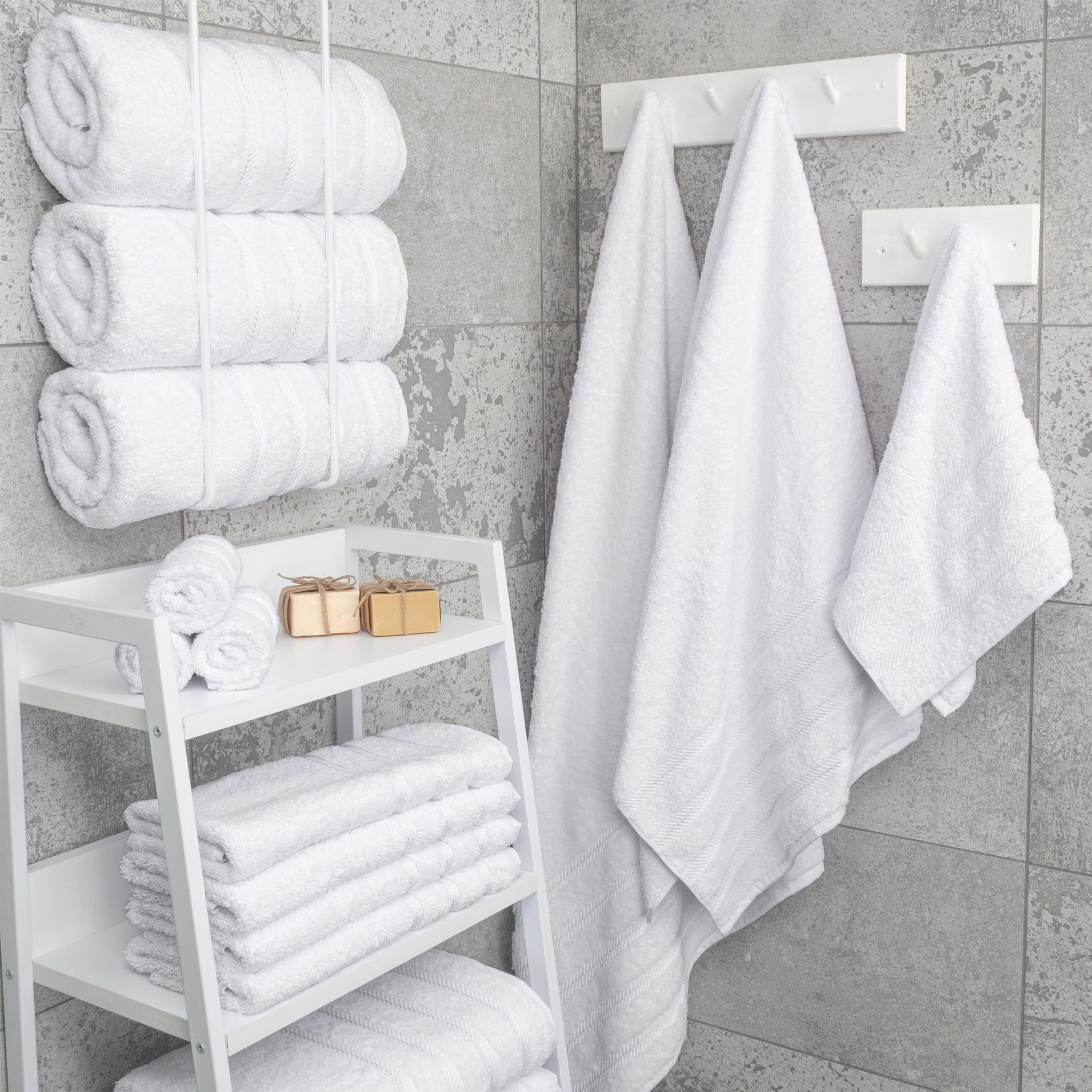American Soft Linen 100% Turkish Cotton 4 Pack Bath Towel Set white-2