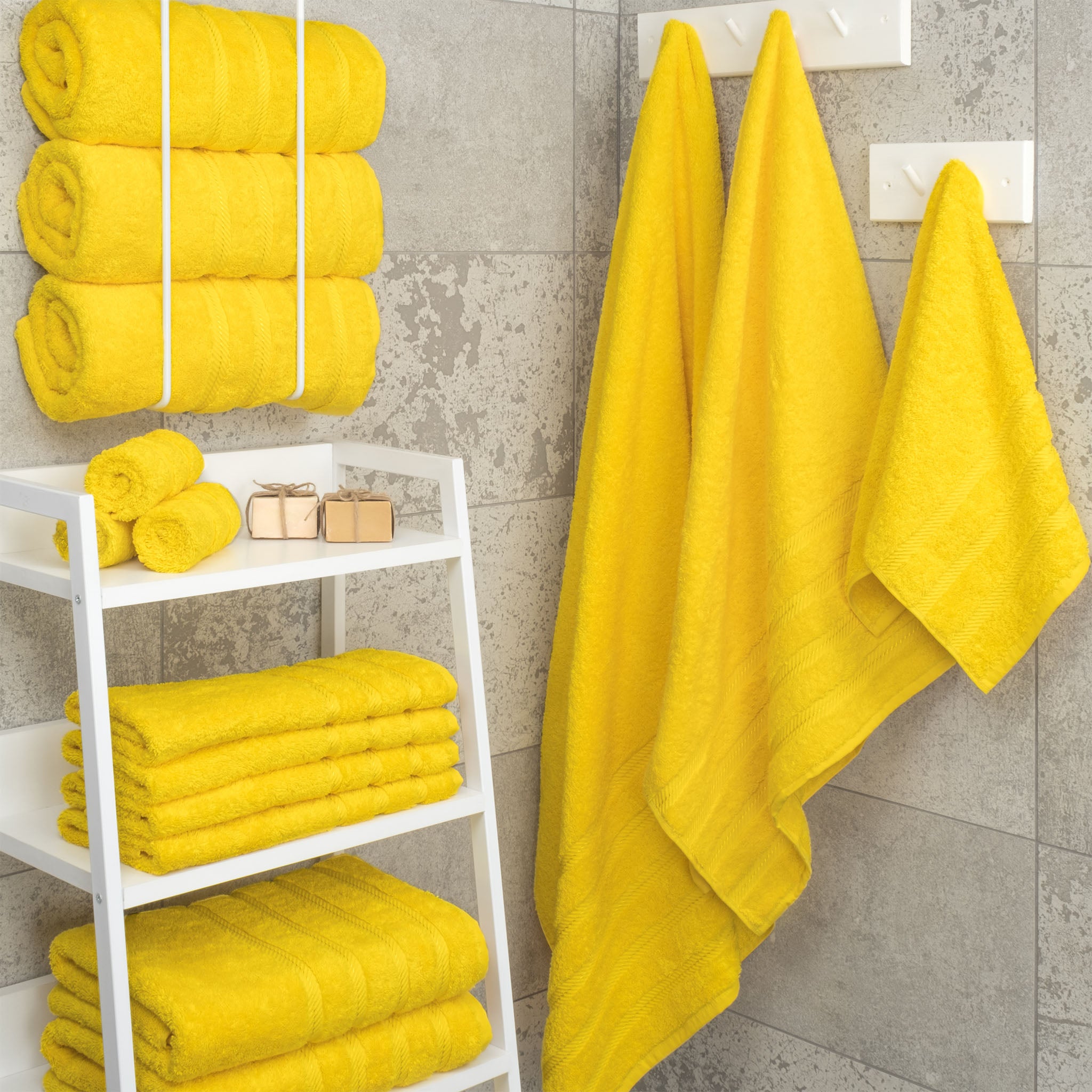 American Soft Linen 100% Turkish Cotton 4 Pack Bath Towel Set yellow-2