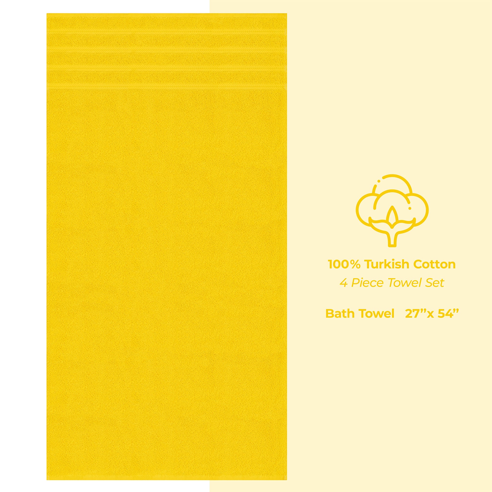 American Soft Linen 100% Turkish Cotton 4 Pack Bath Towel Set yellow-4