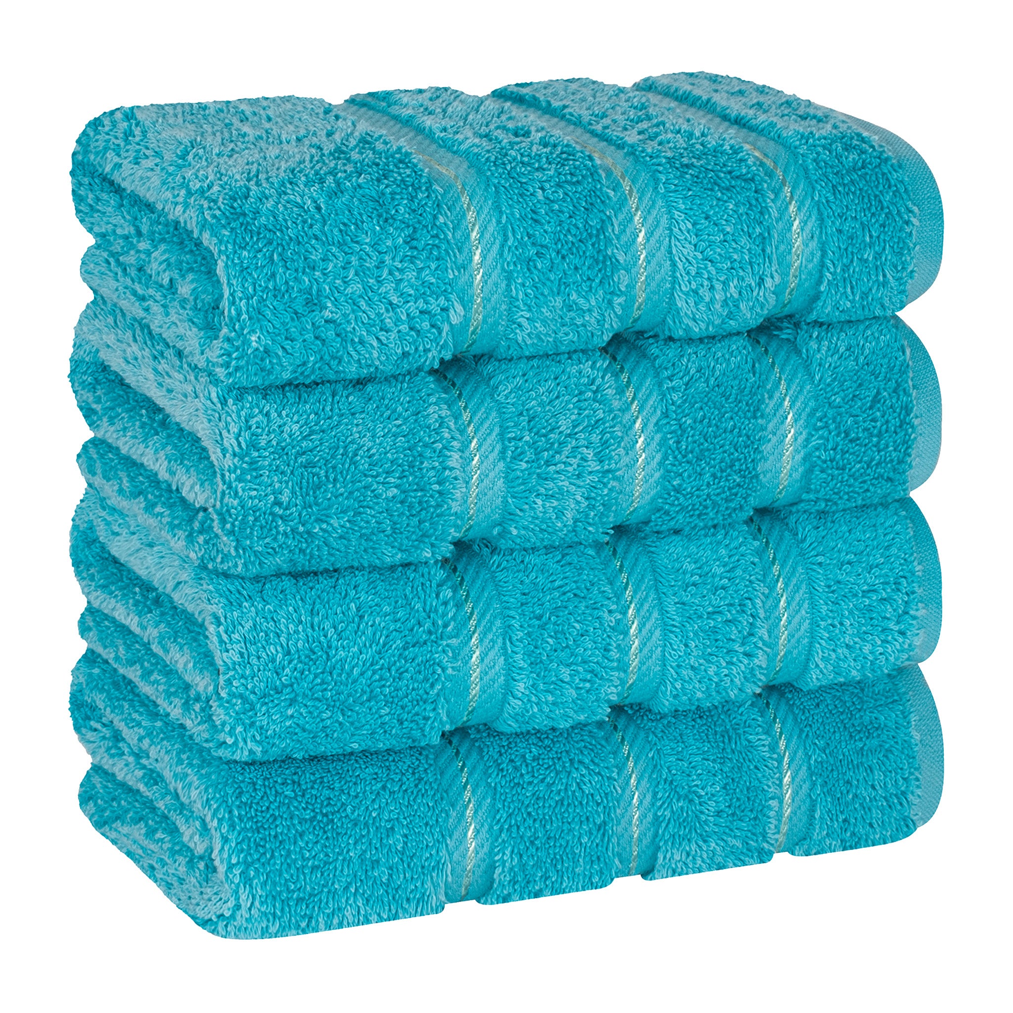 American Soft Linen 100% Turkish Cotton 4 Pack Hand Towel Set aqua-1