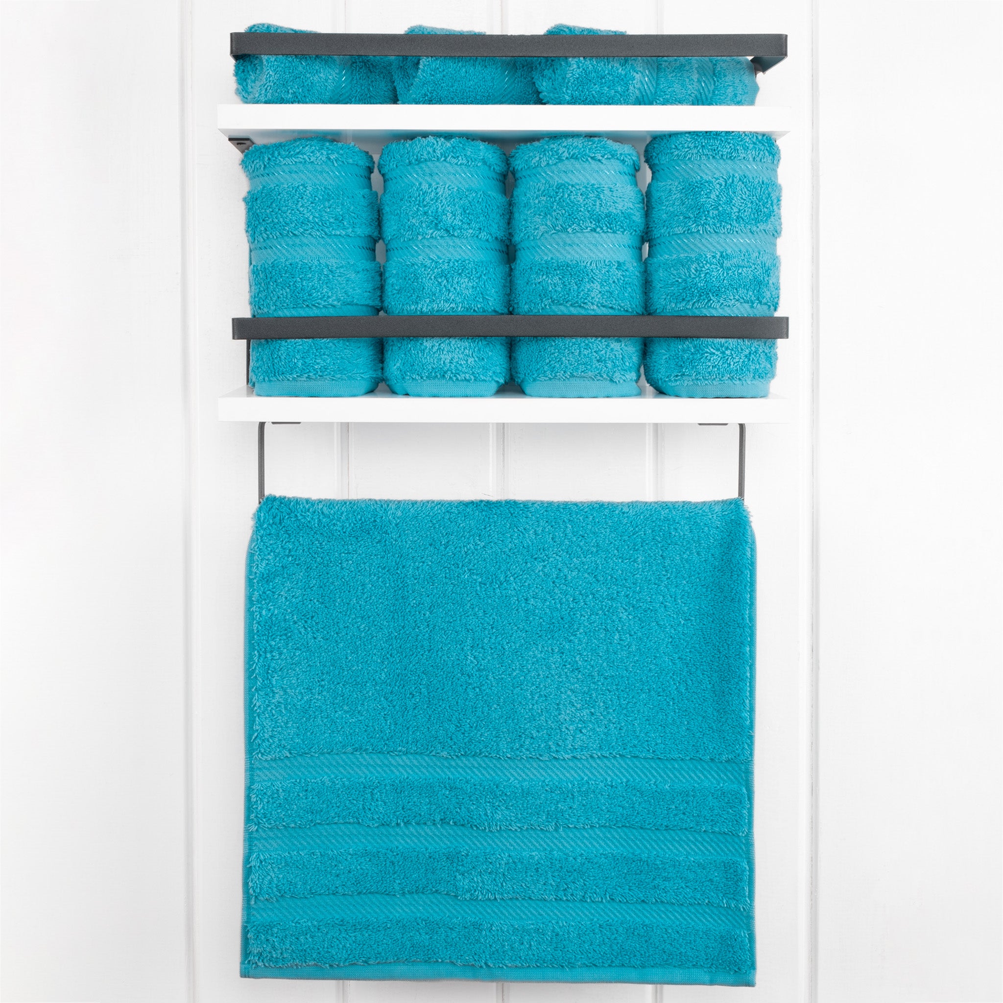 American Soft Linen 100% Turkish Cotton 4 Pack Hand Towel Set aqua-2