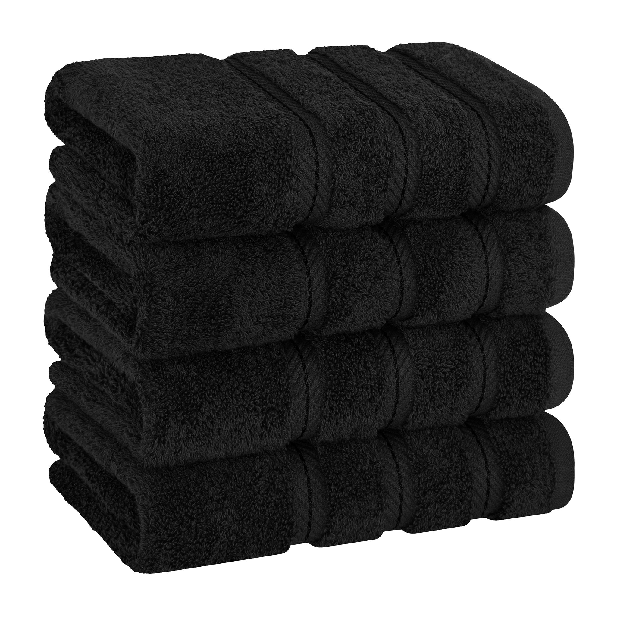  American Soft Linen 100% Turkish Cotton 4 Pack Hand Towel Set  black-1