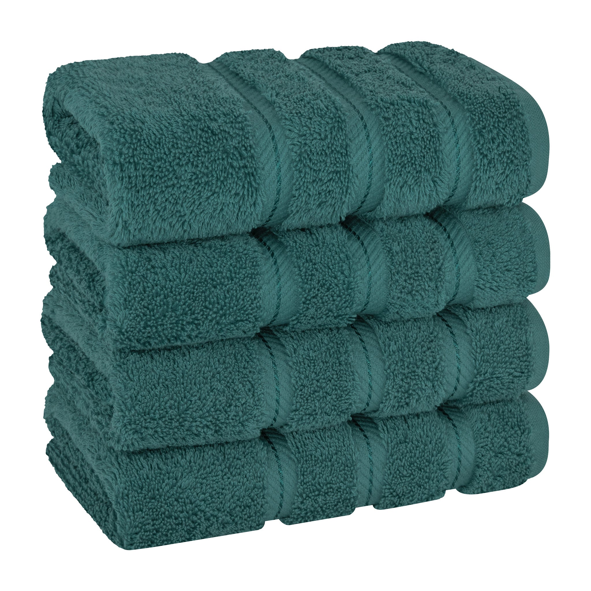 All Design Towels Quick-Dry 4 Pieces Green Hand Towels - Highly Absorbent  100% T