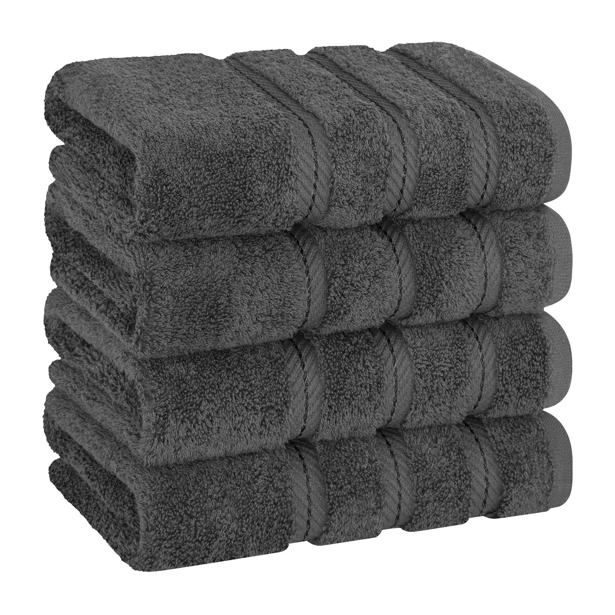 American Soft Linen 4 Piece 100% Turkish Cotton Hand Towel Set - Dark Gray