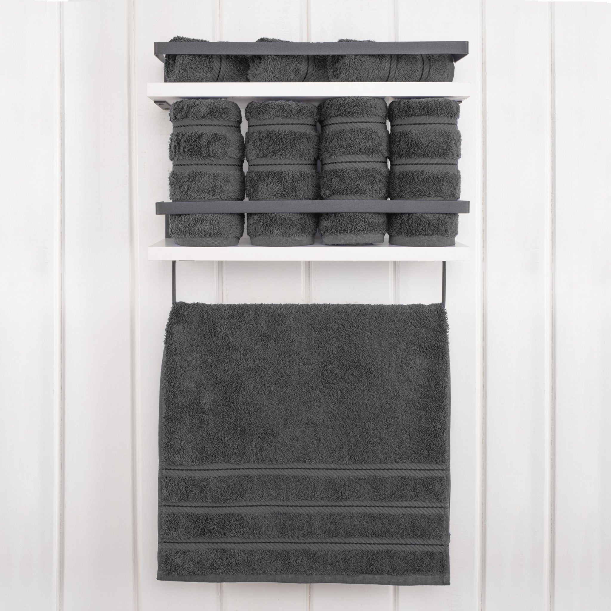  American Soft Linen 100% Turkish Cotton 4 Pack Hand Towel Set  gray-2