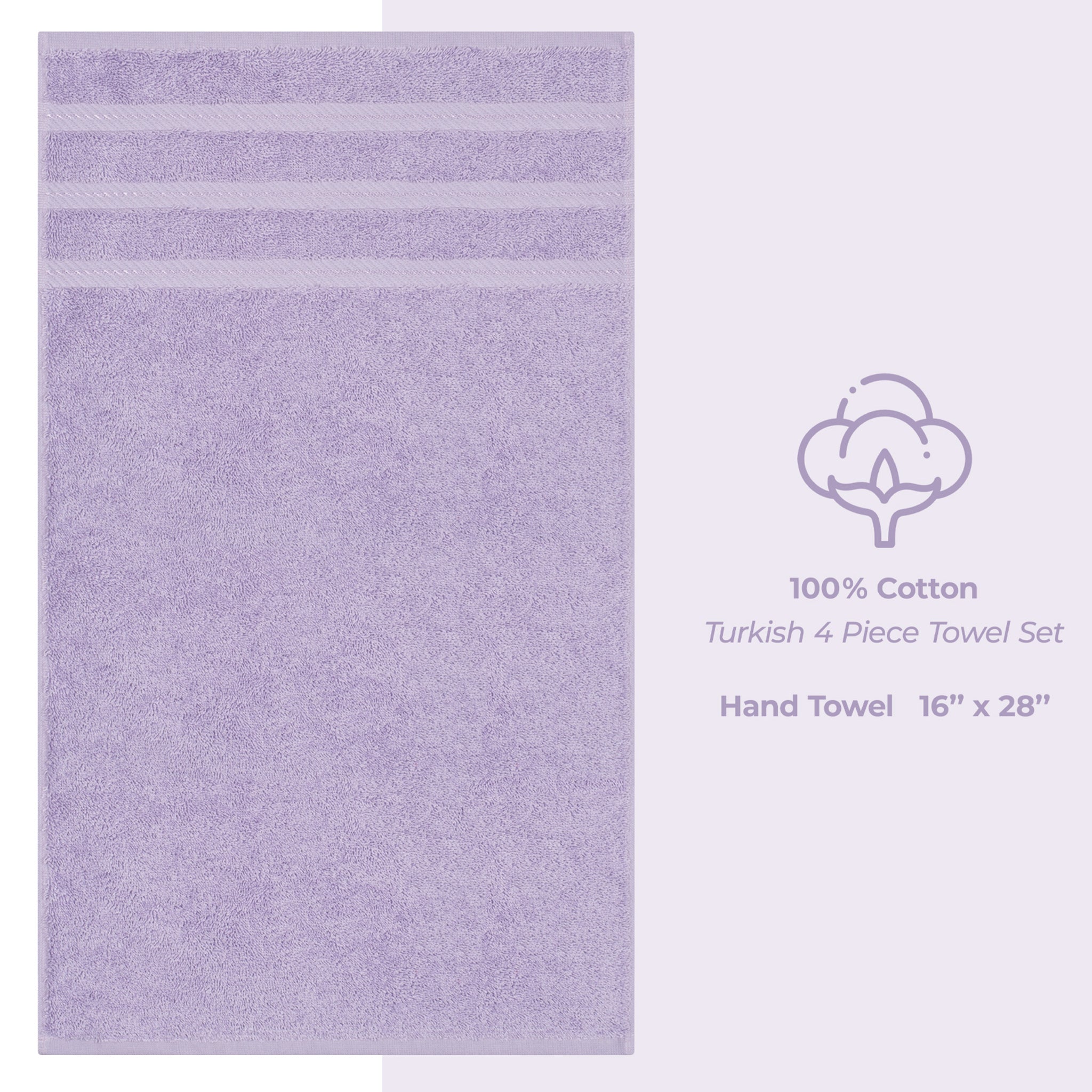 American Soft Linen 100% Turkish Cotton 4 Pack Hand Towel Set lilac-4