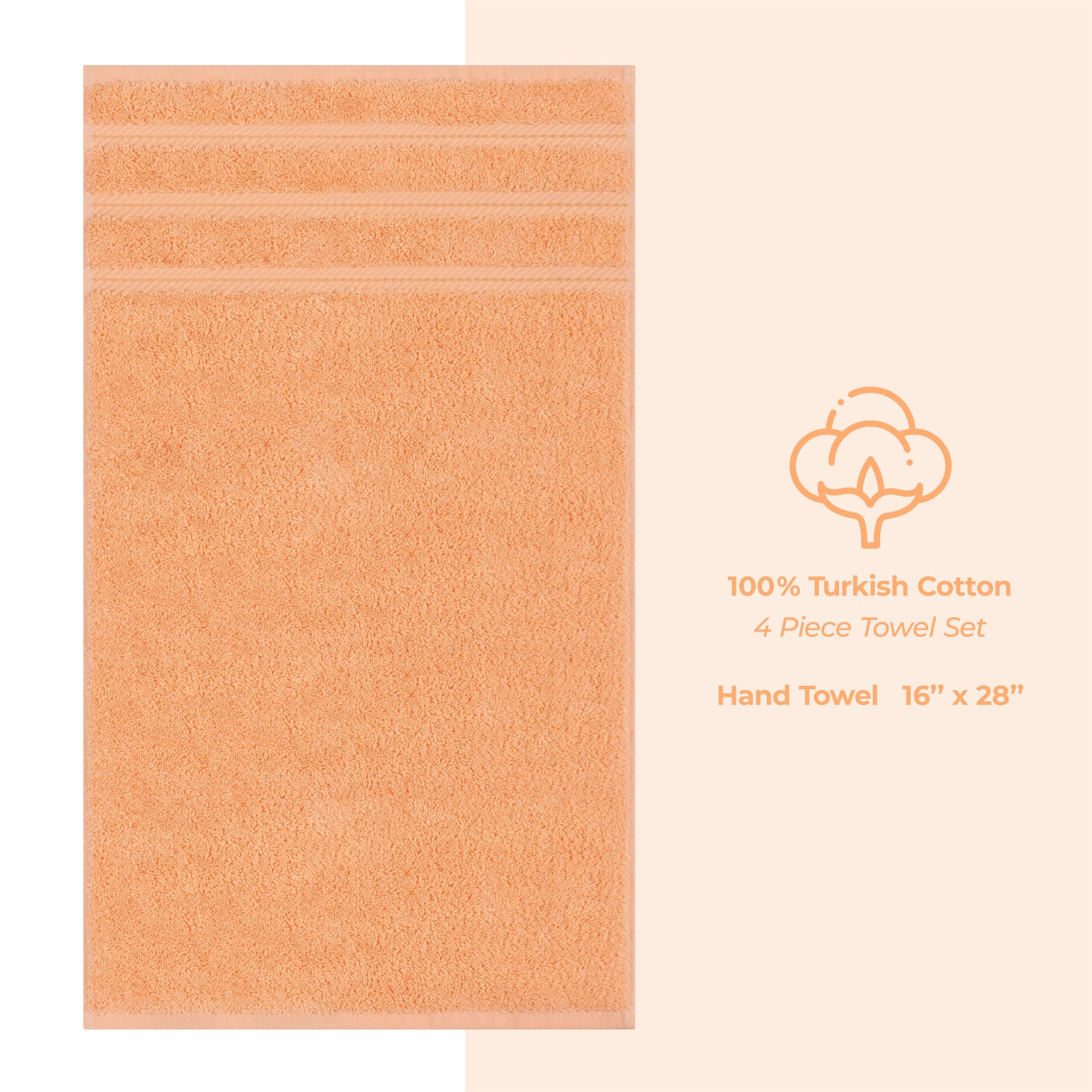  American Soft Linen 100% Turkish Cotton 4 Pack Hand Towel Set  malibu-peach-4