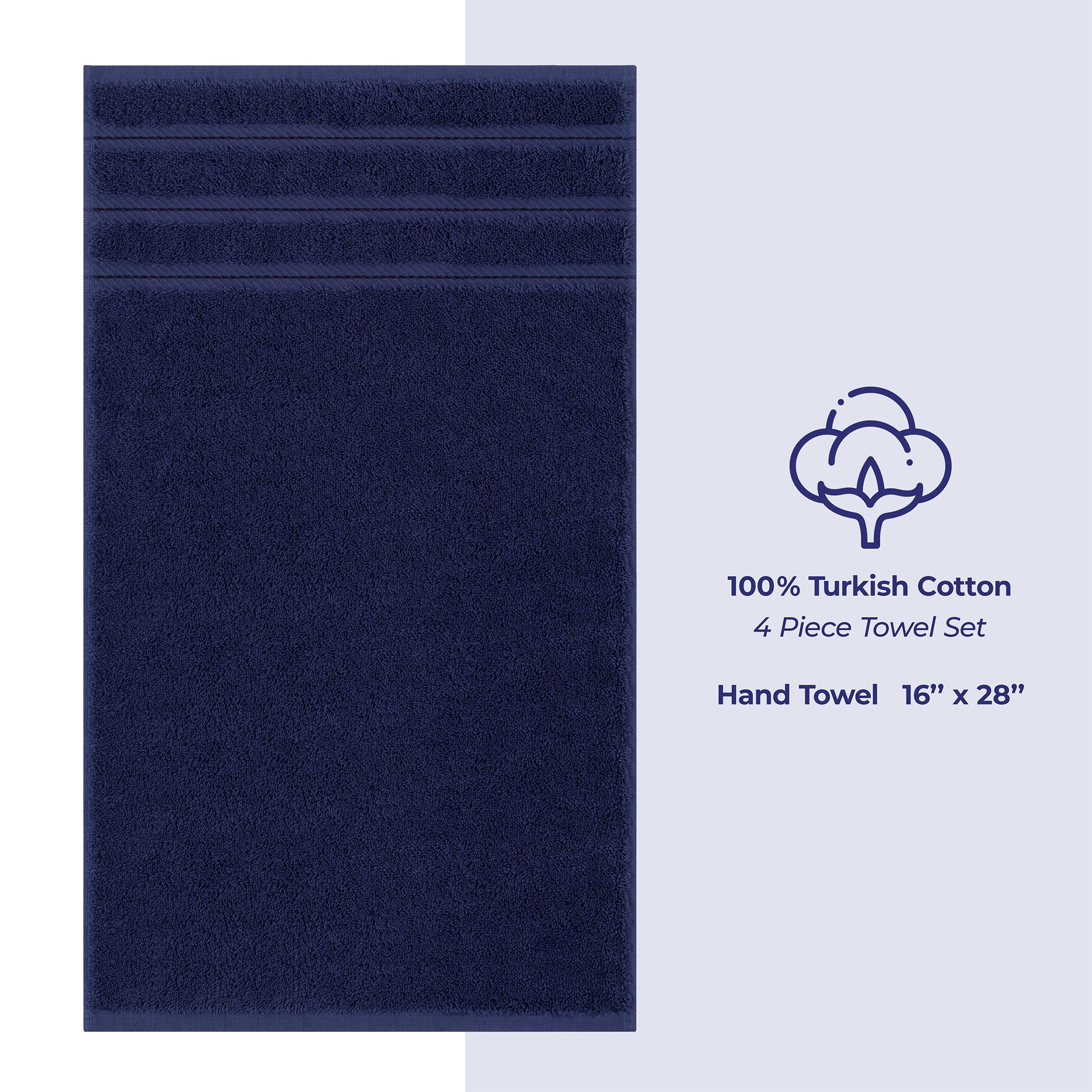 American Soft Linen 100% Turkish Cotton 4 Pack Hand Towel Set  navy-blue-4