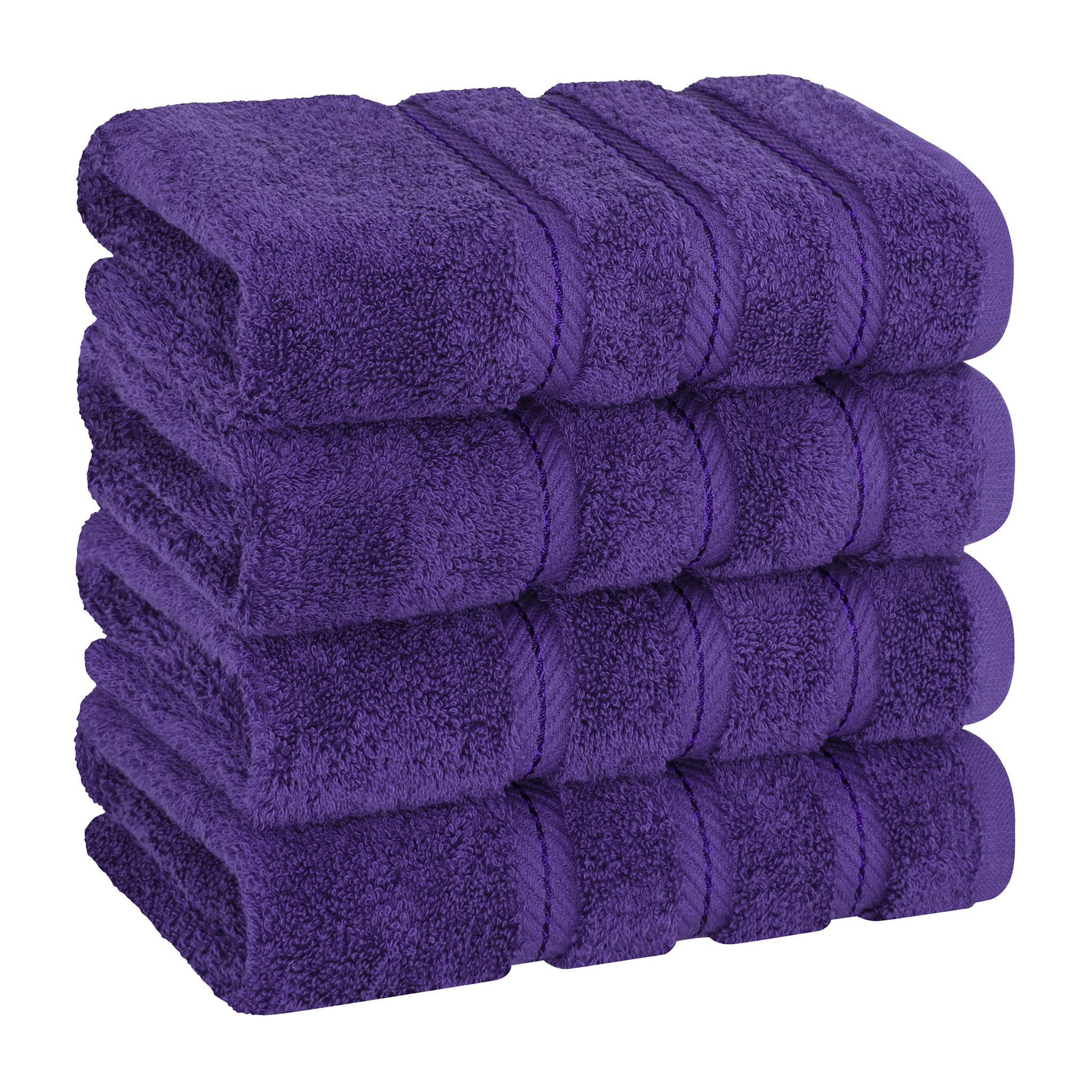  American Soft Linen 100% Turkish Cotton 4 Pack Hand Towel Set  purple-1