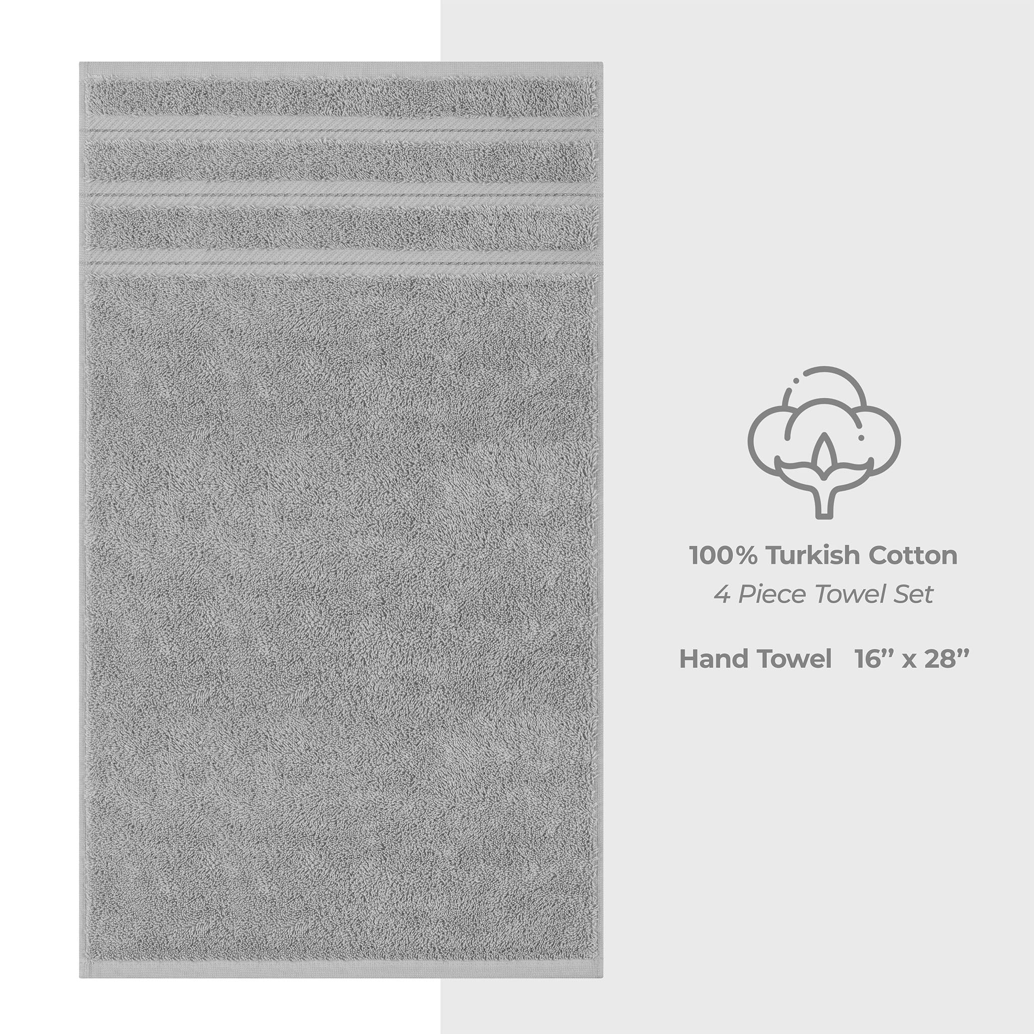  American Soft Linen 100% Turkish Cotton 4 Pack Hand Towel Set  rockridge-gray-4
