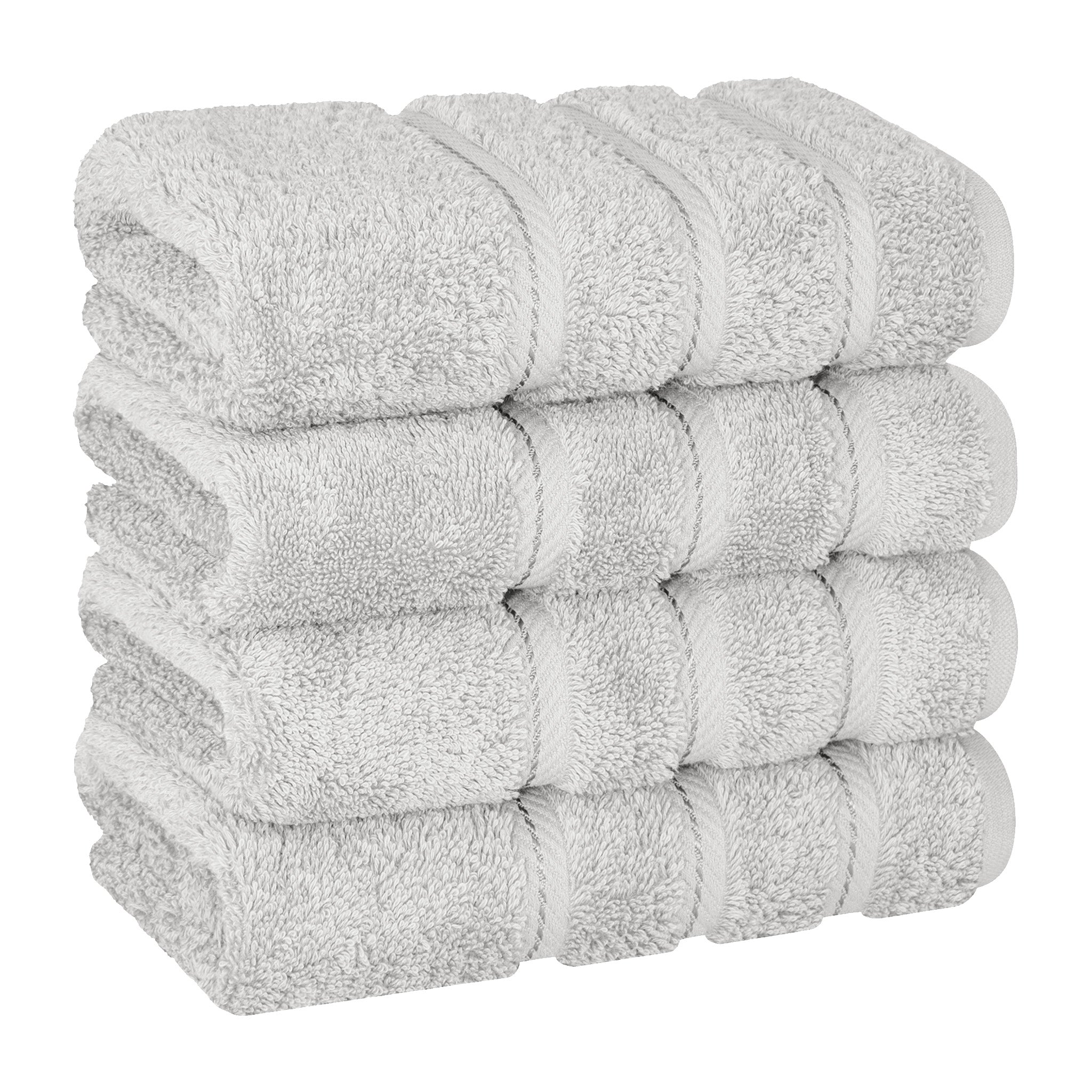 American Soft Linen 100% Turkish Cotton 4 Pack Hand Towel Set silver-gray-1