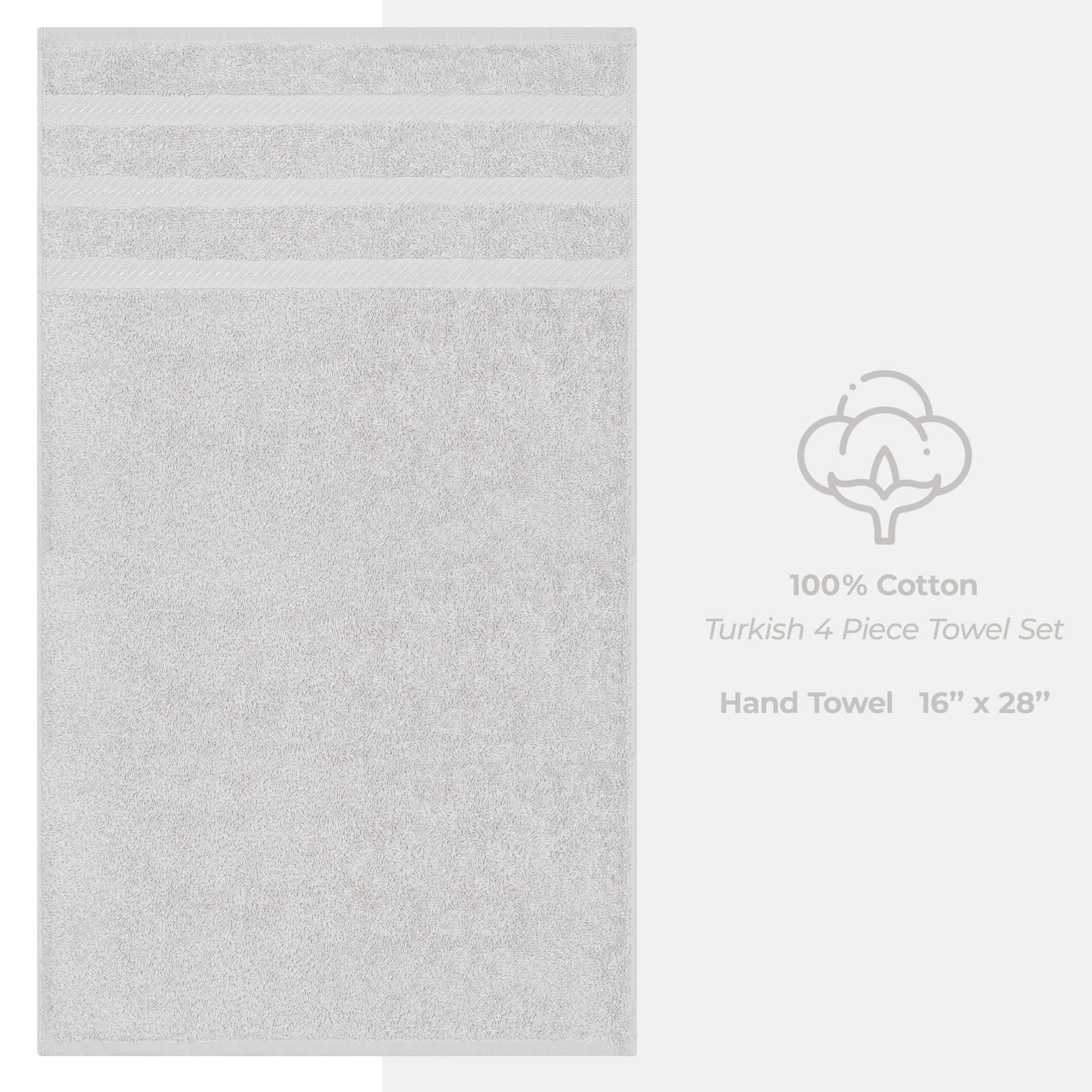 American Soft Linen 100% Turkish Cotton 4 Pack Hand Towel Set silver-gray-4