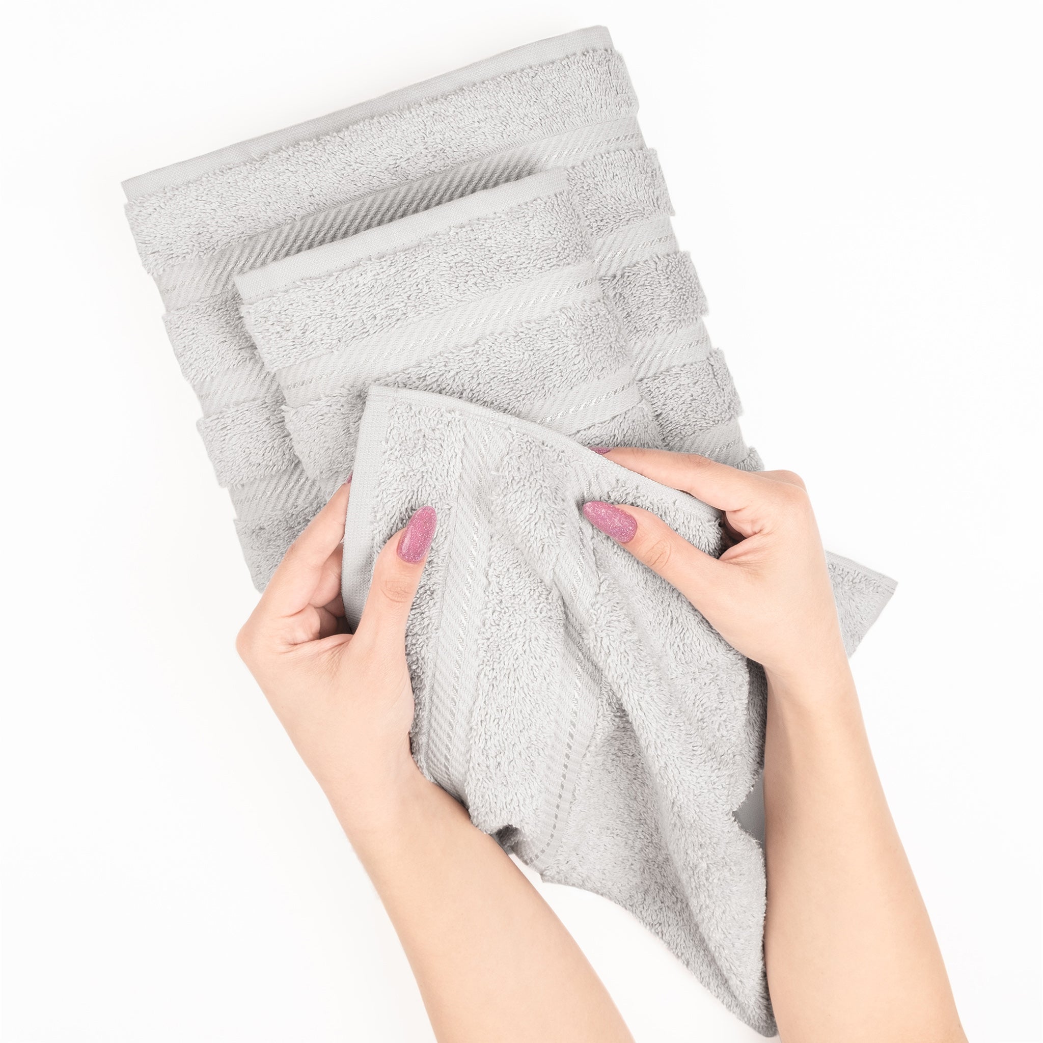 American Soft Linen 100% Turkish Cotton 4 Pack Hand Towel Set silver-gray-5