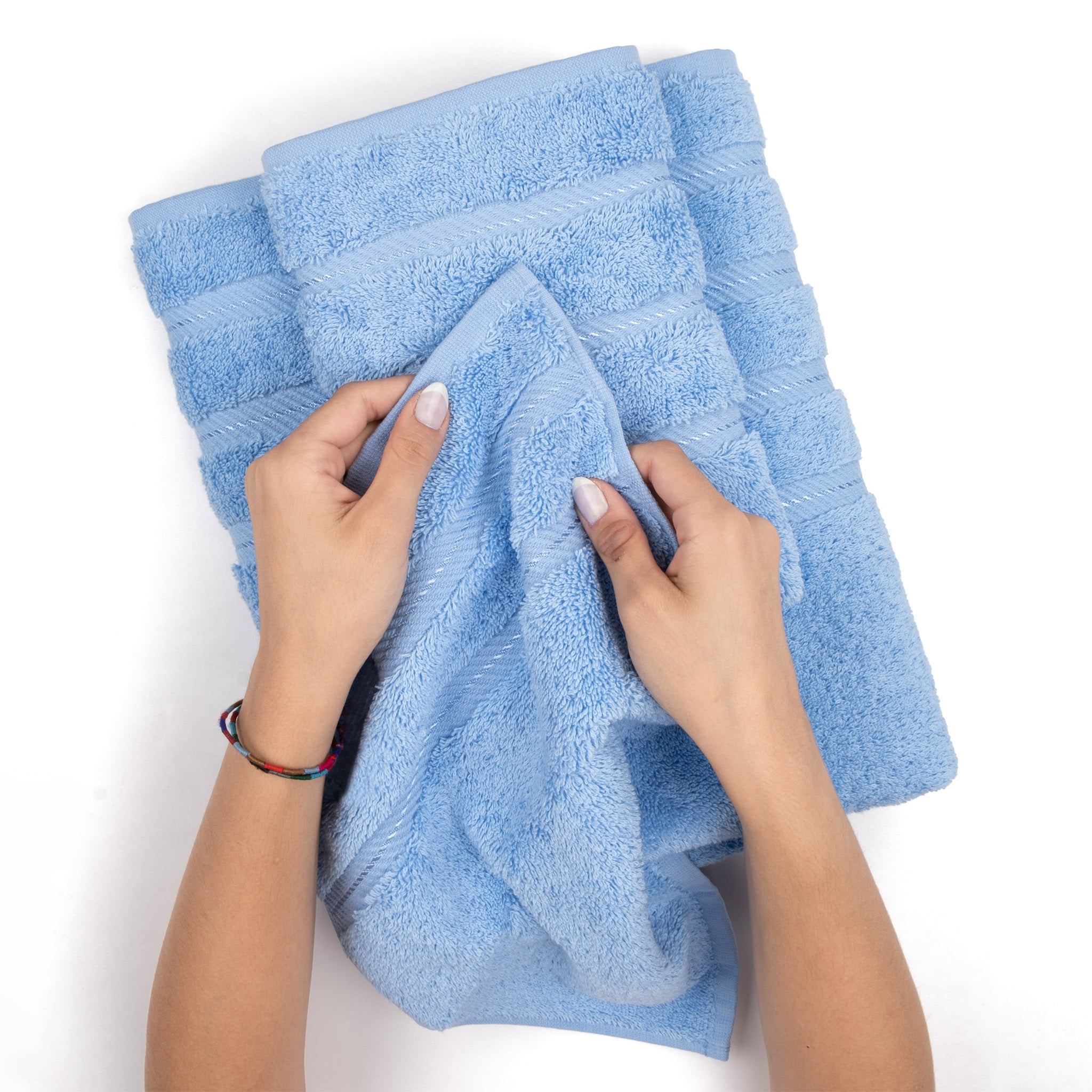  American Soft Linen 100% Turkish Cotton 4 Pack Hand Towel Set  sky-blue-5