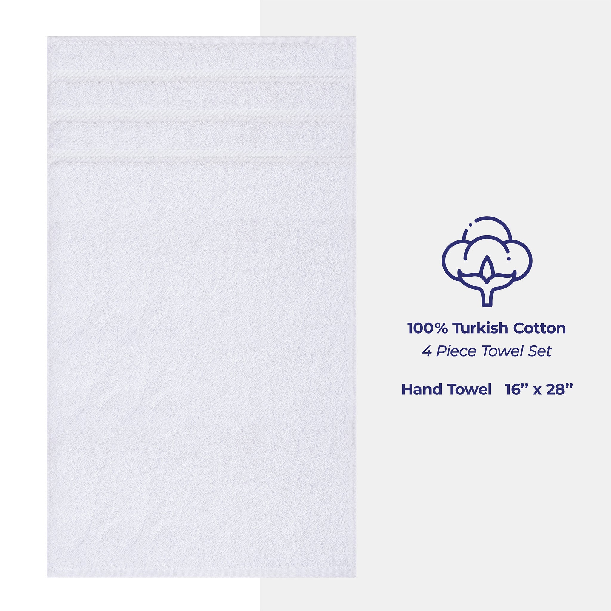  American Soft Linen 100% Turkish Cotton 4 Pack Hand Towel Set  white-4