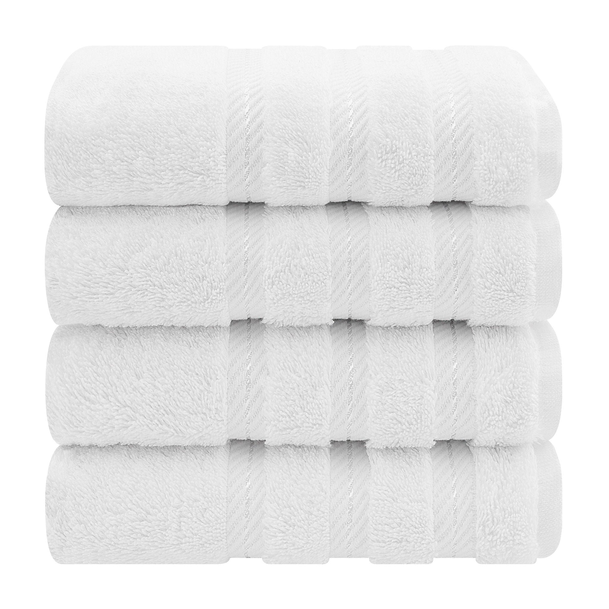 American Soft Linen 4 Piece 100% Turkish Cotton Hand Towel Set - Bright White