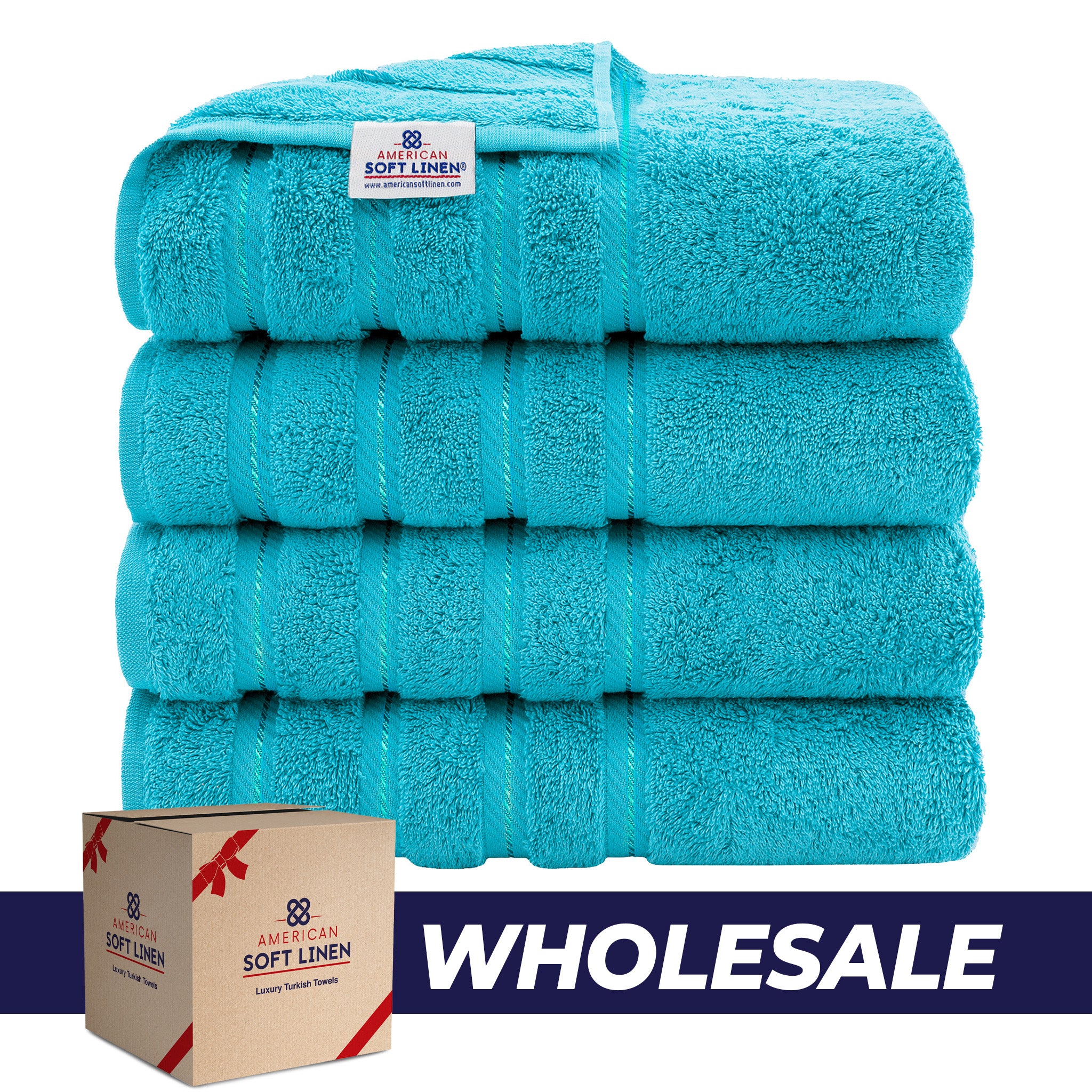 American Soft Linen 100% Turkish Cotton 4 Pack Bath Towel Set Wholesale aqua-0