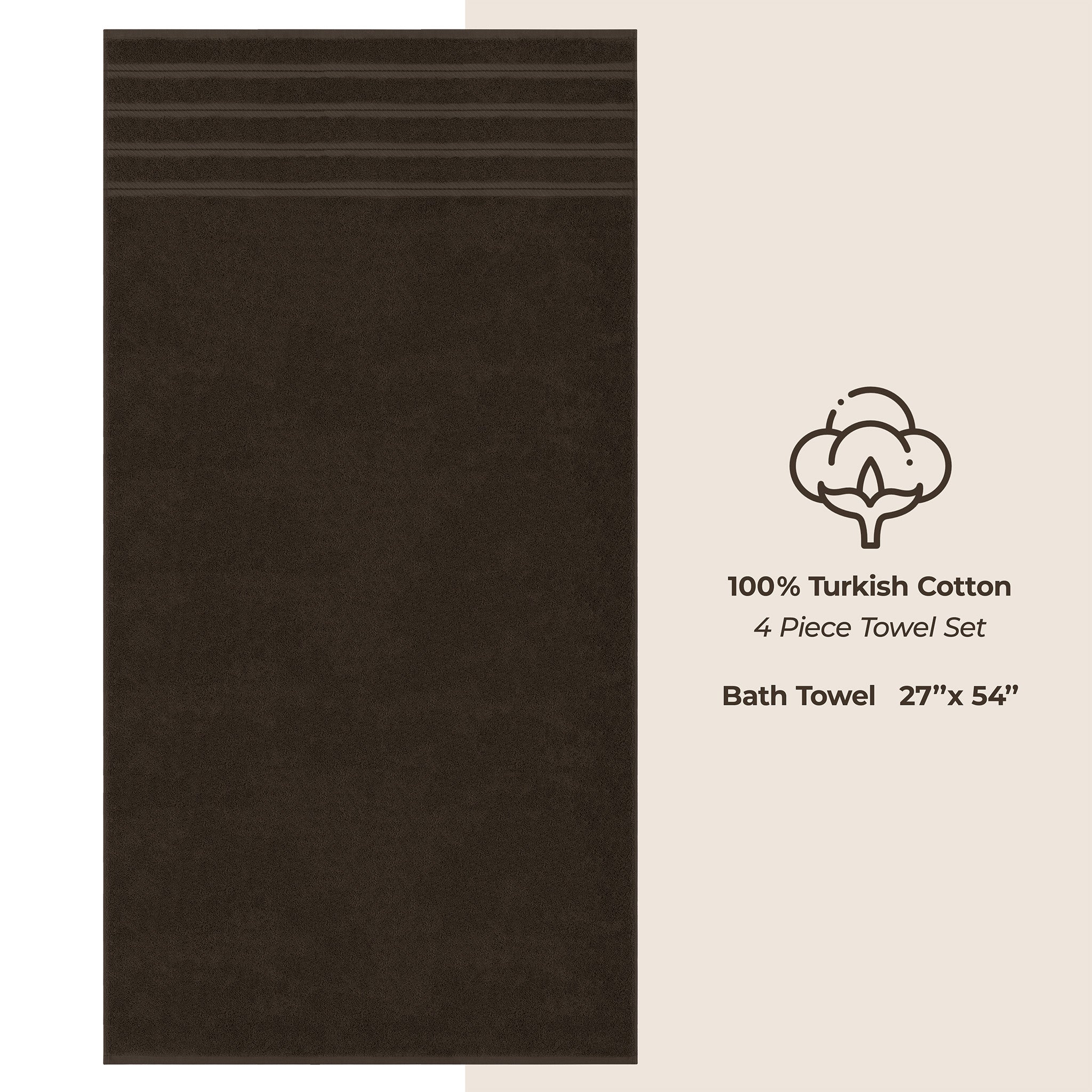 American Soft Linen 100% Turkish Cotton 4 Pack Bath Towel Set Wholesale chocolate-brown-4